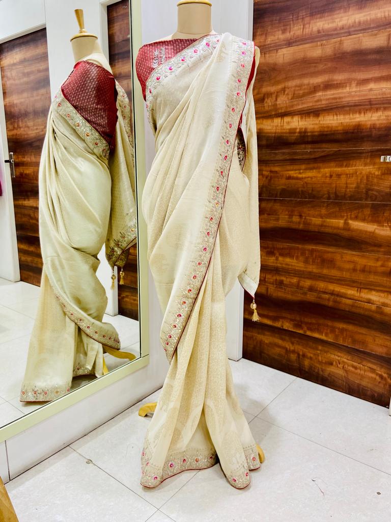 Off white outlet tissue saree