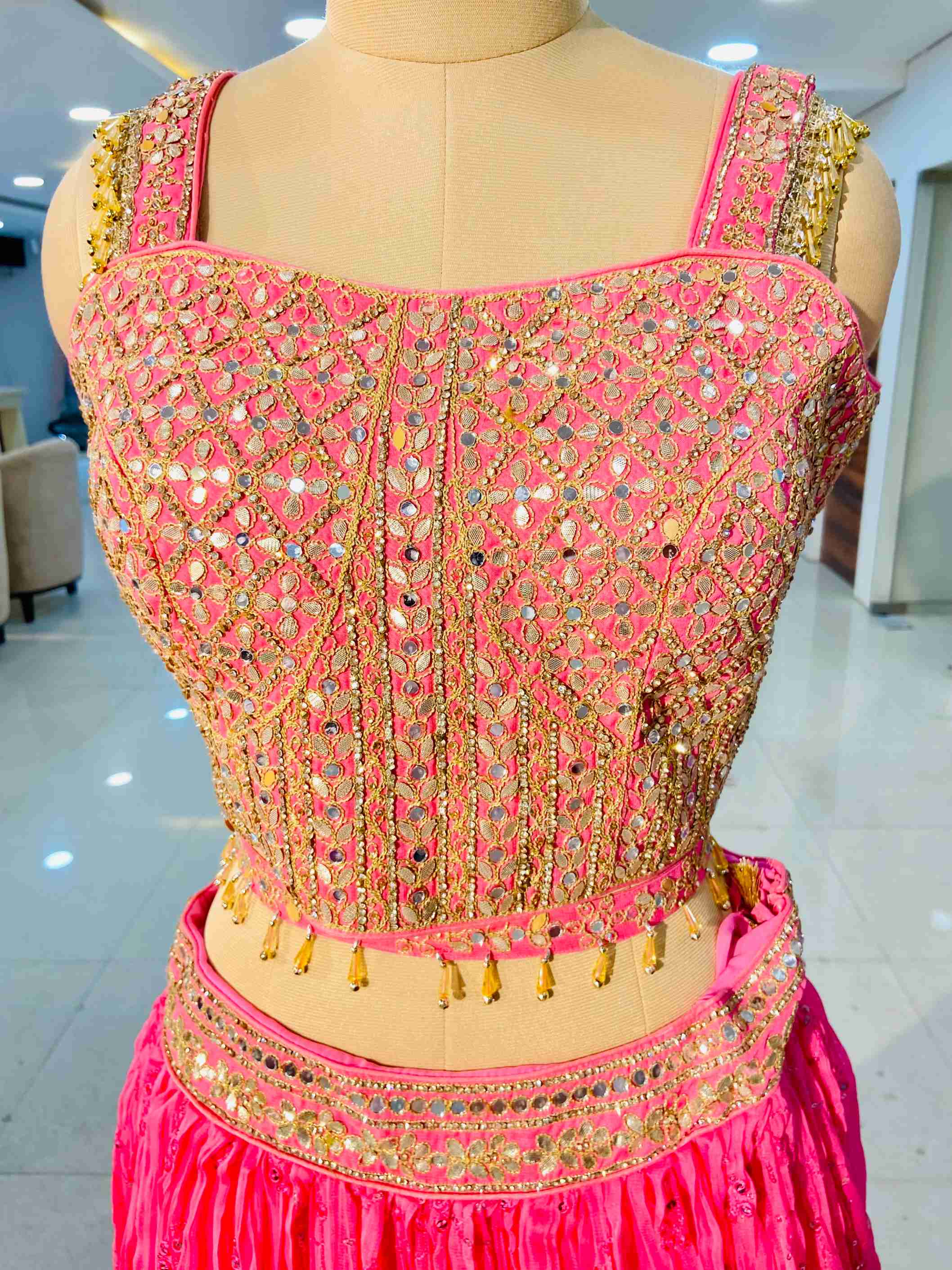 Light Pink Georgette Designer Lehenga - Daabu Jaipur
