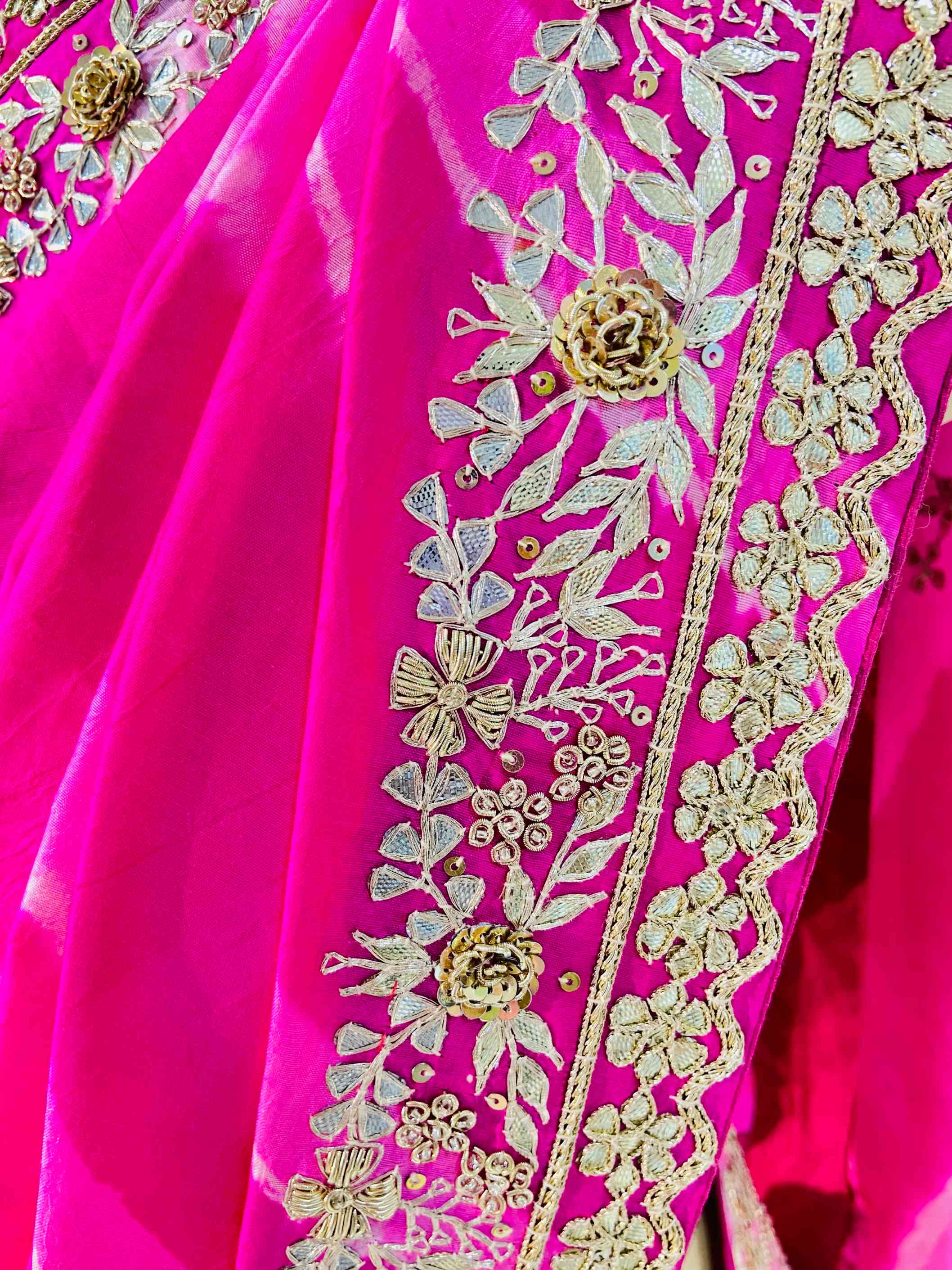 Pink Pure Silk Leheriya Saree - Daabu Jaipur