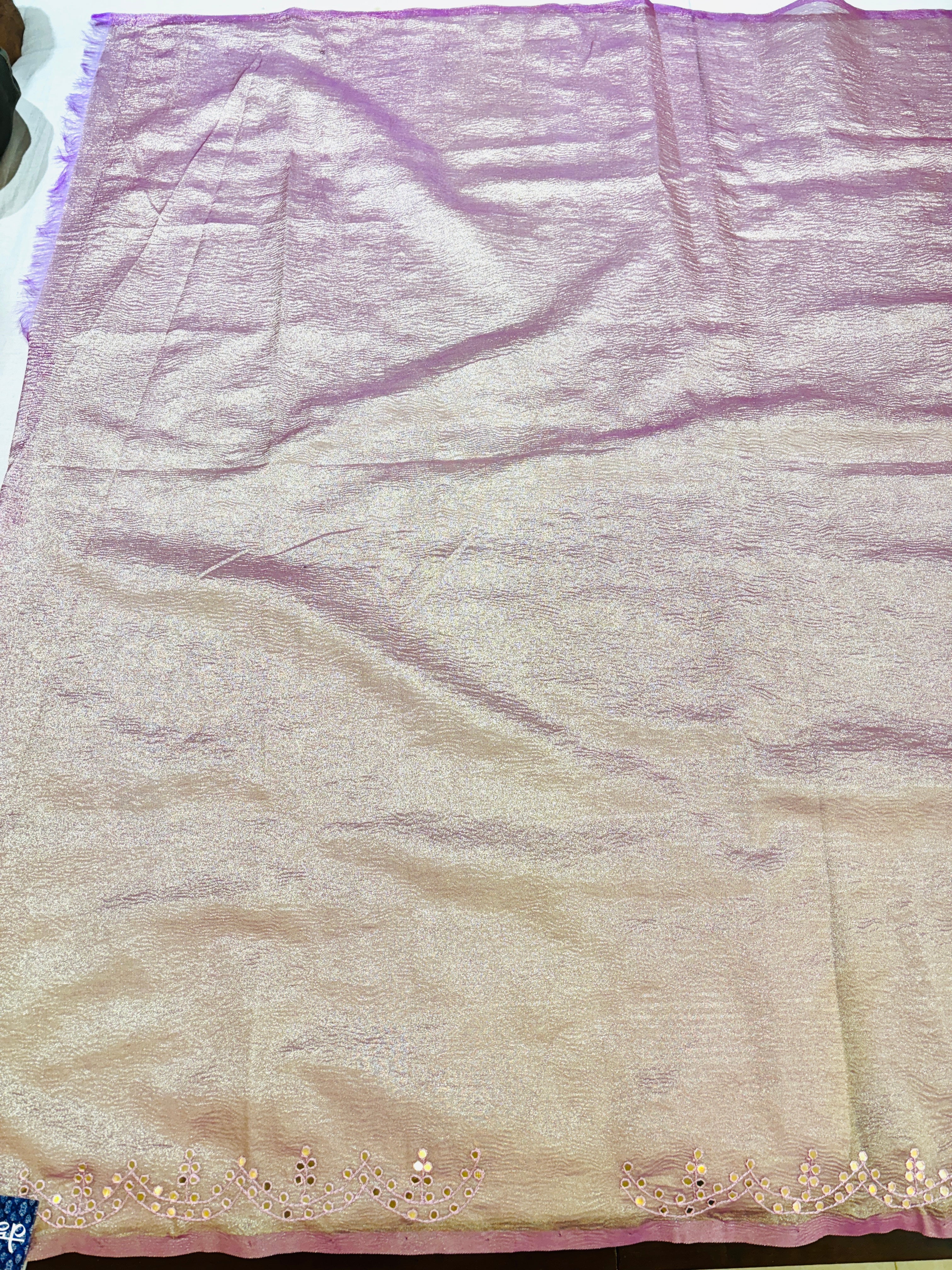 Mauve Crushed Tissue Designer Saree