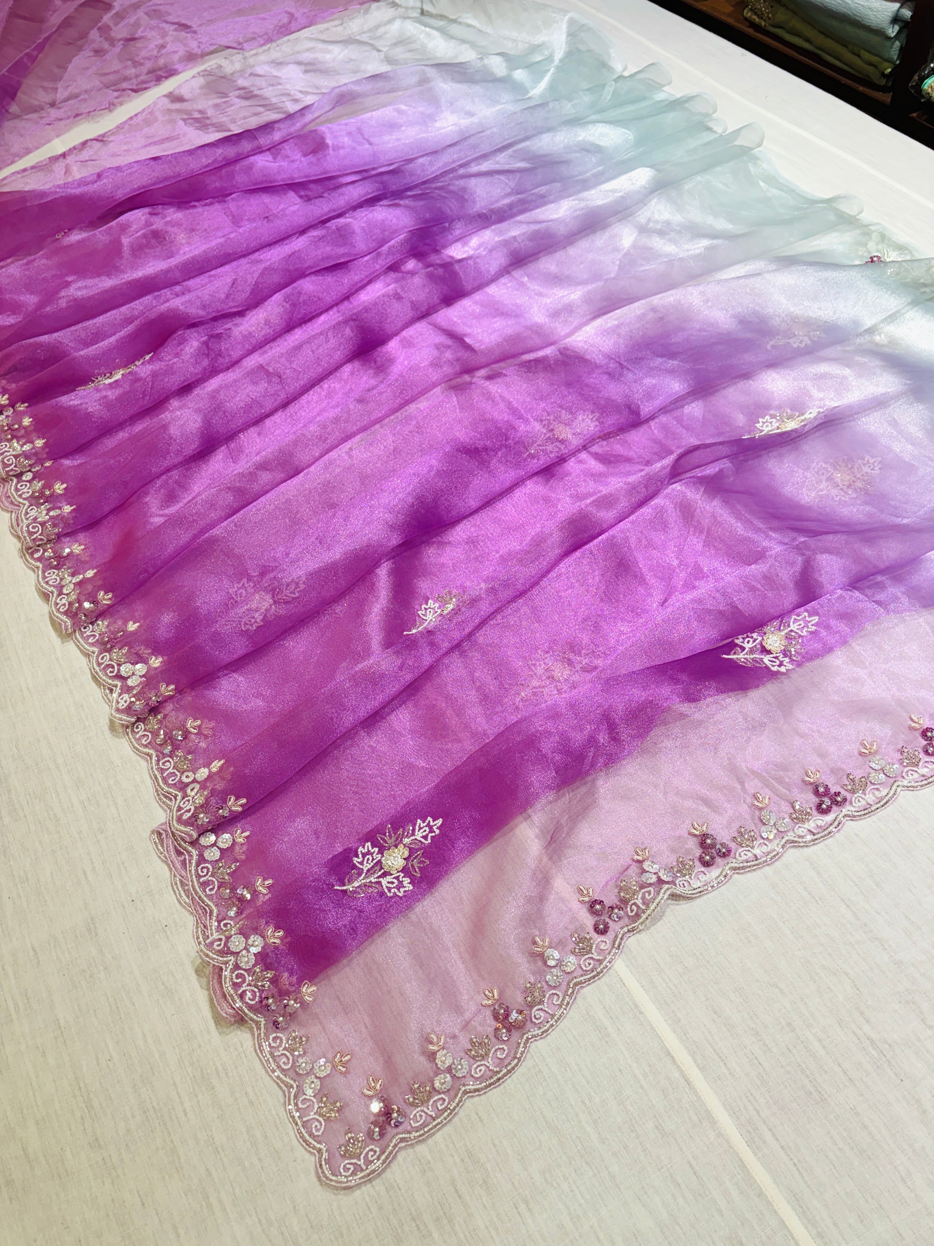 Light Pink Tissue Festive Saree