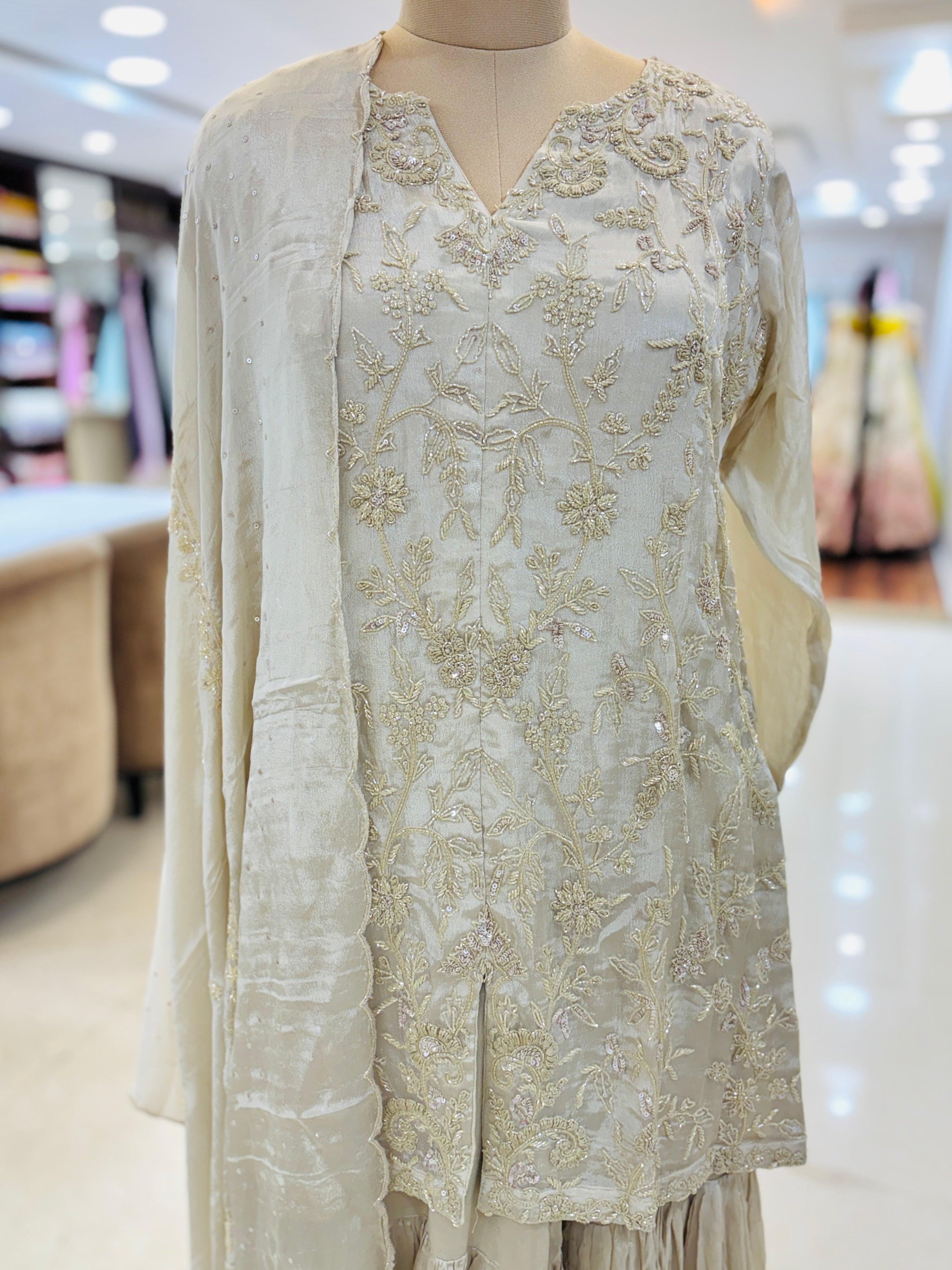 closeup off white sharara suit