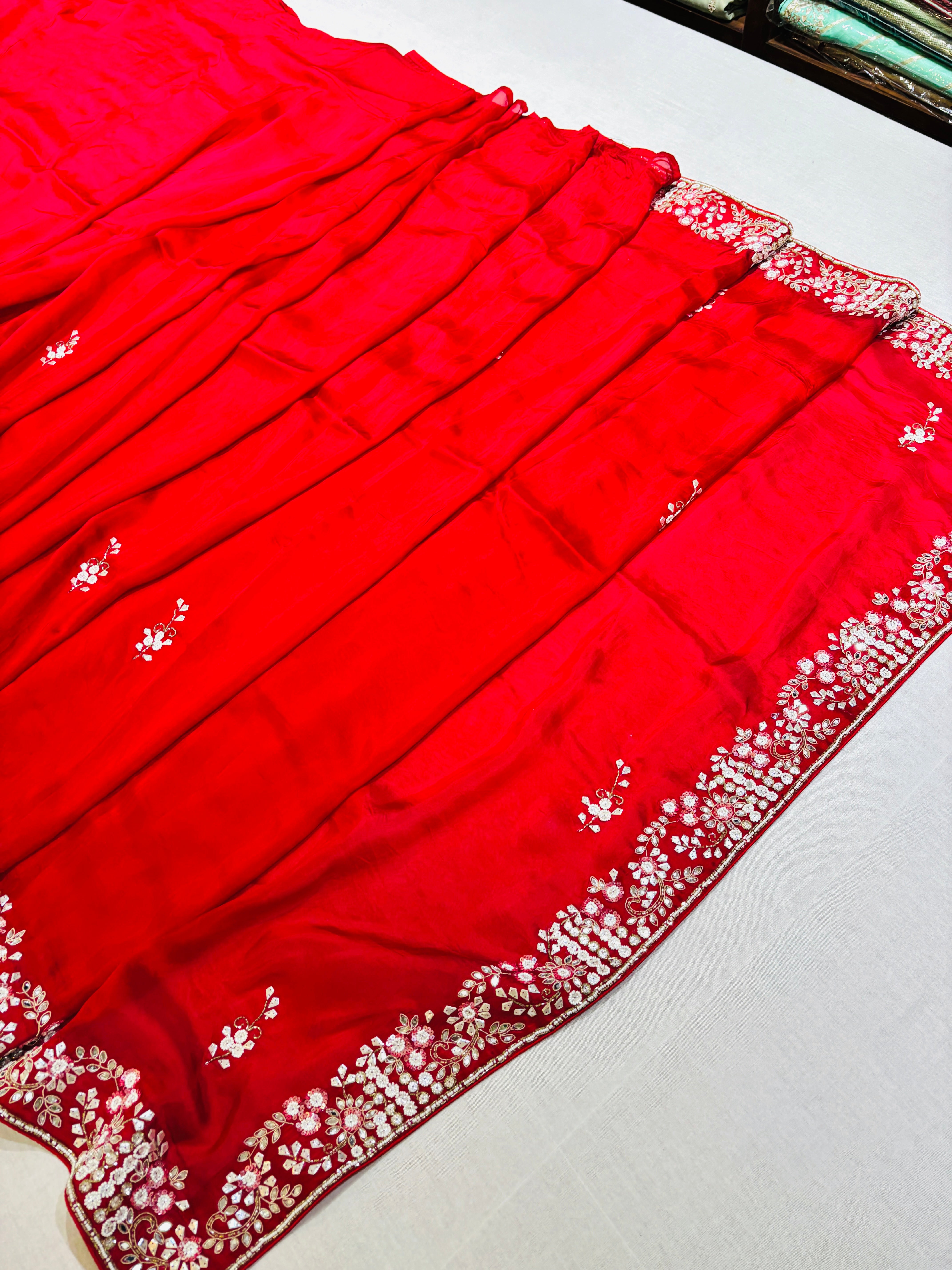 Apple Red Festive Silk Saree