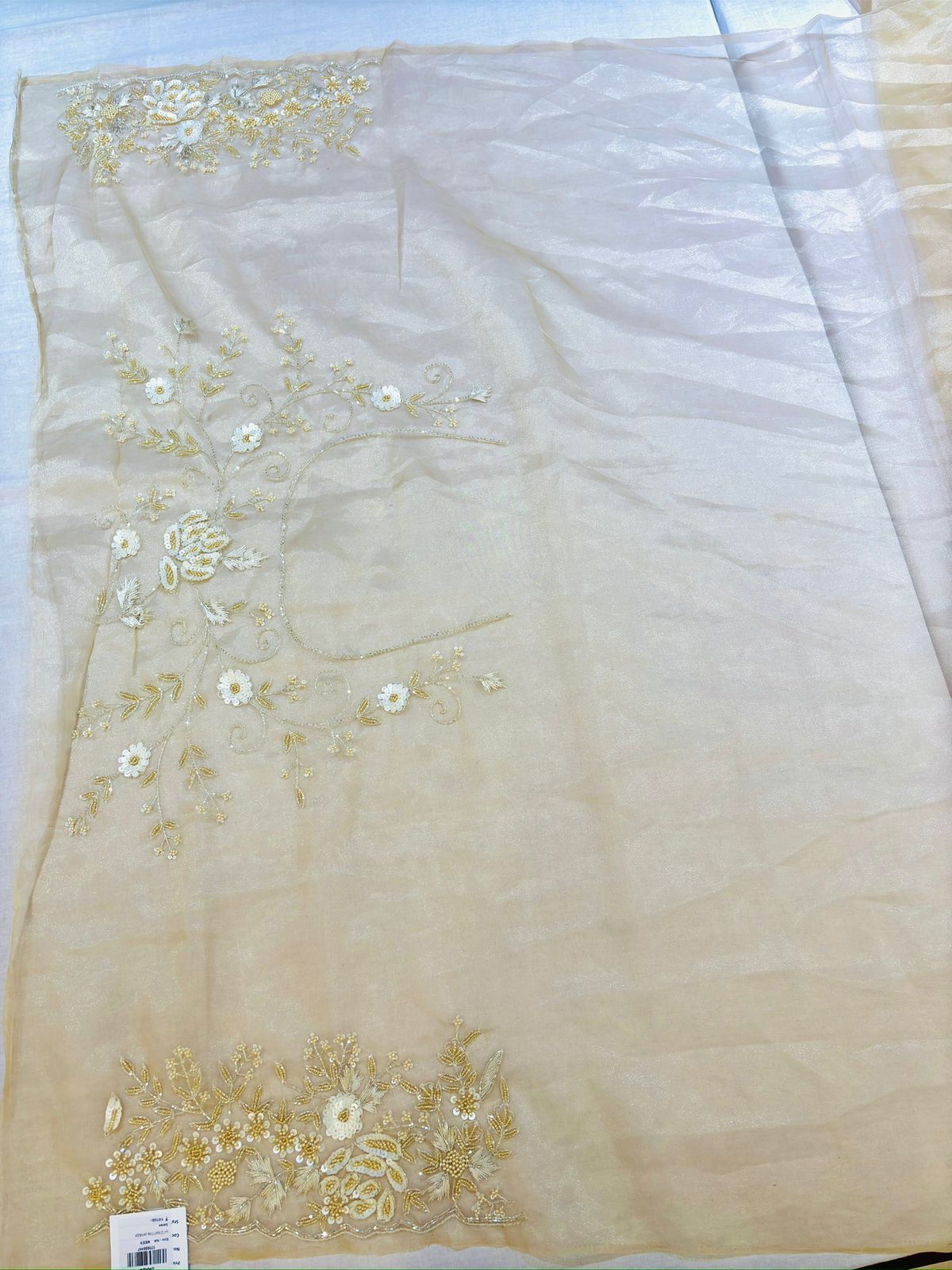 Gold Tissue Designer Hand Work Saree