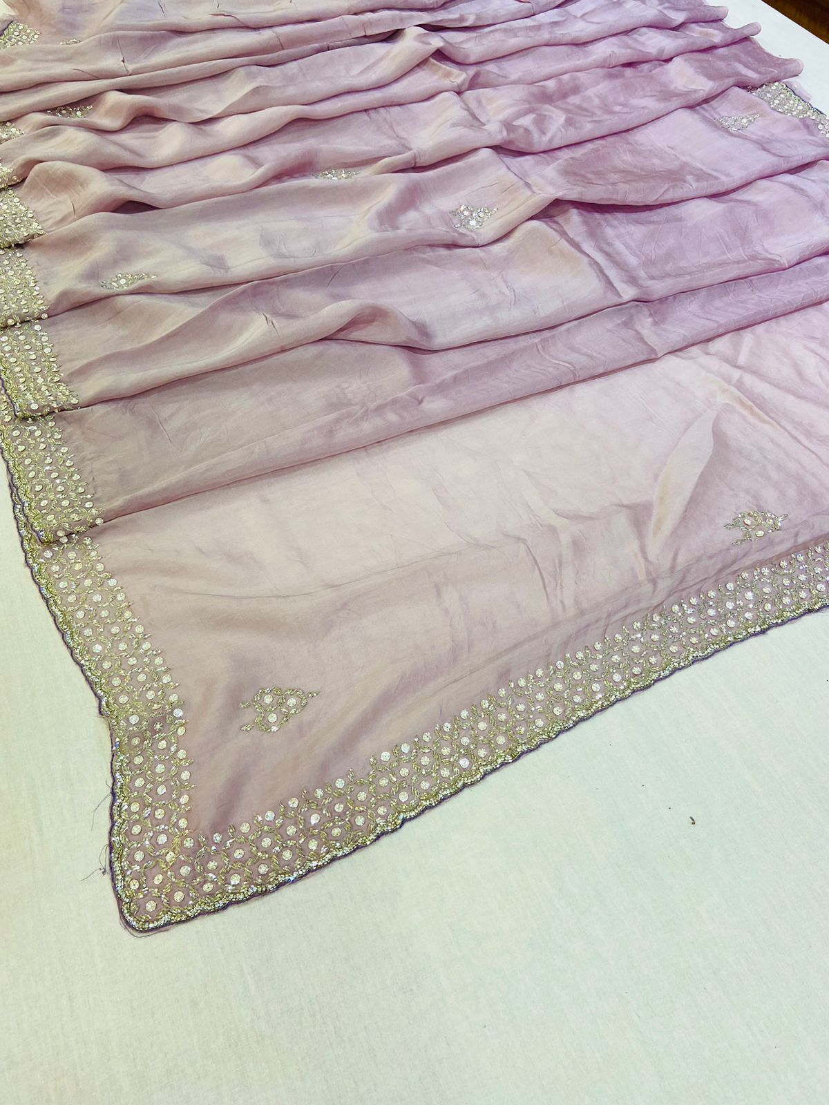 Purple Pure Silk Designer Saree