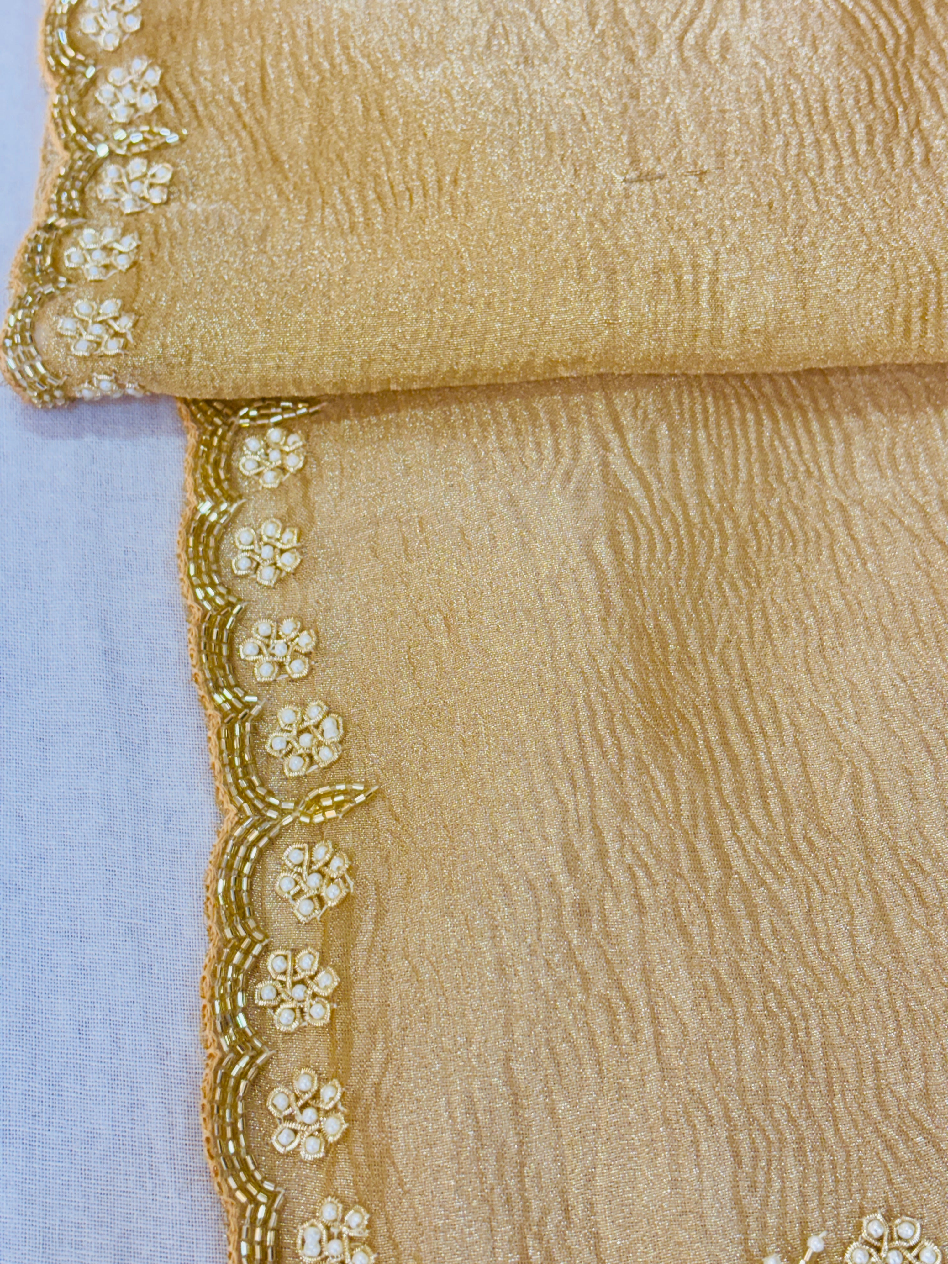 Gold Crushed Tissue Designer Saree