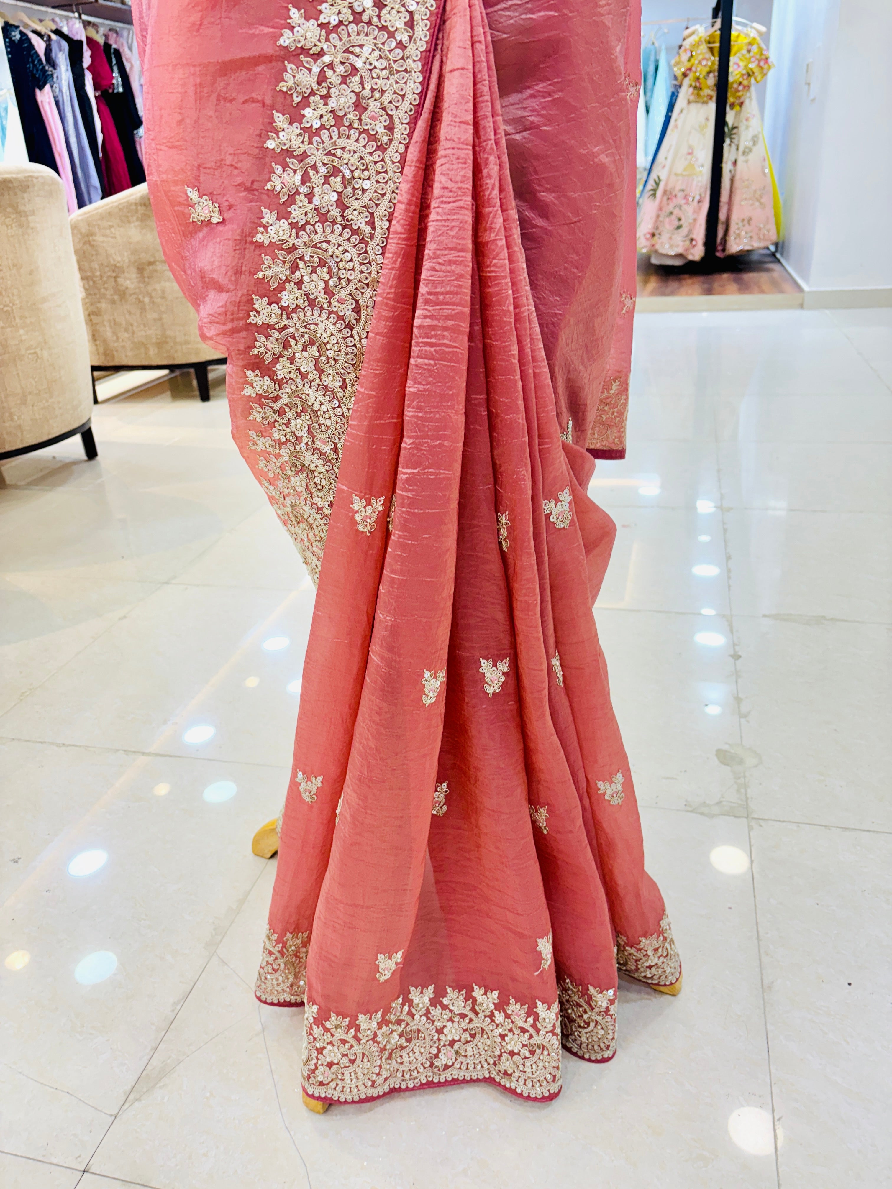 fall for rose gold saree