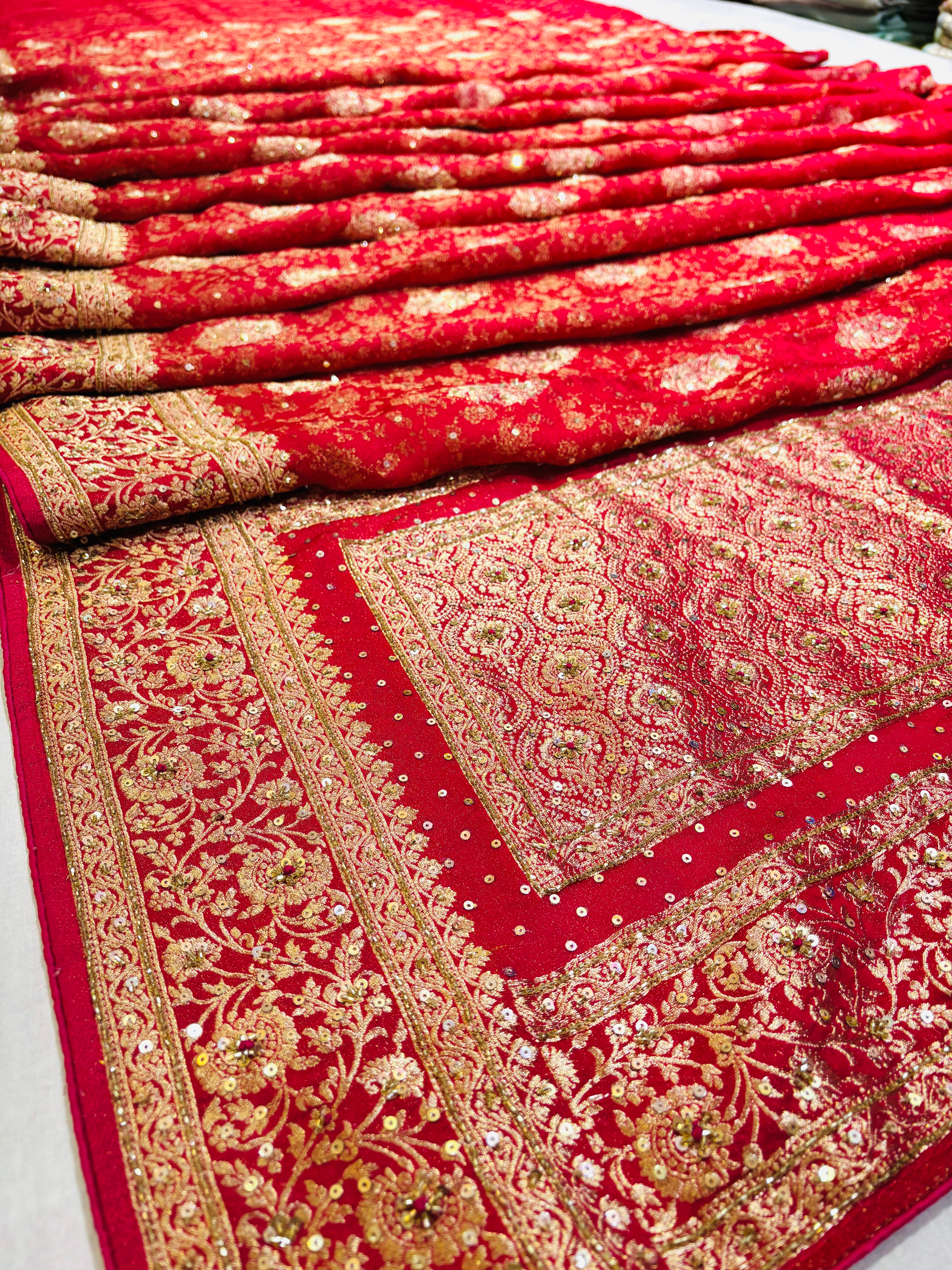 Red Banarasi Silk Festive Saree