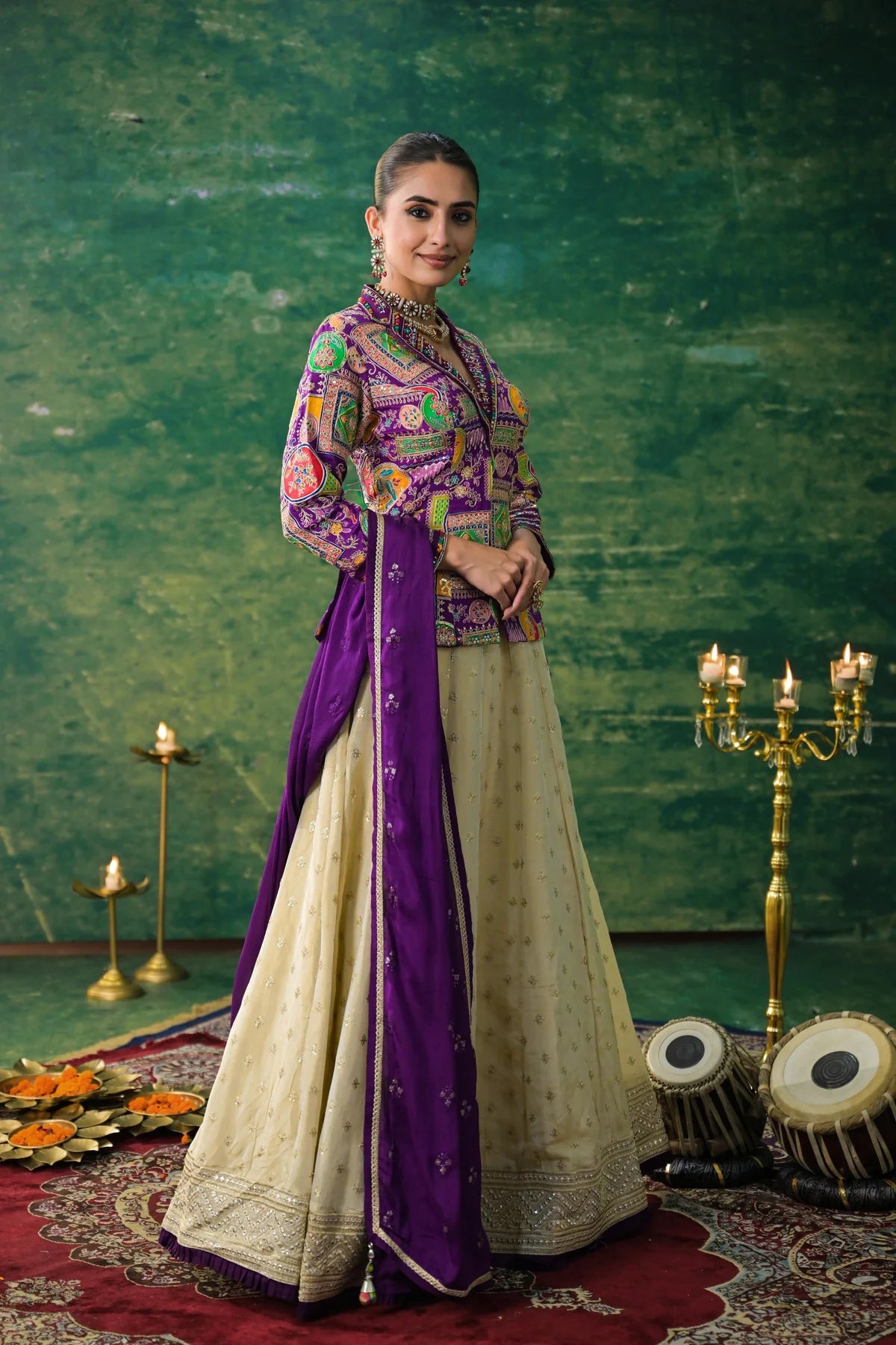 Imperial Purple Embroidered Premium Silk Lehenga Set