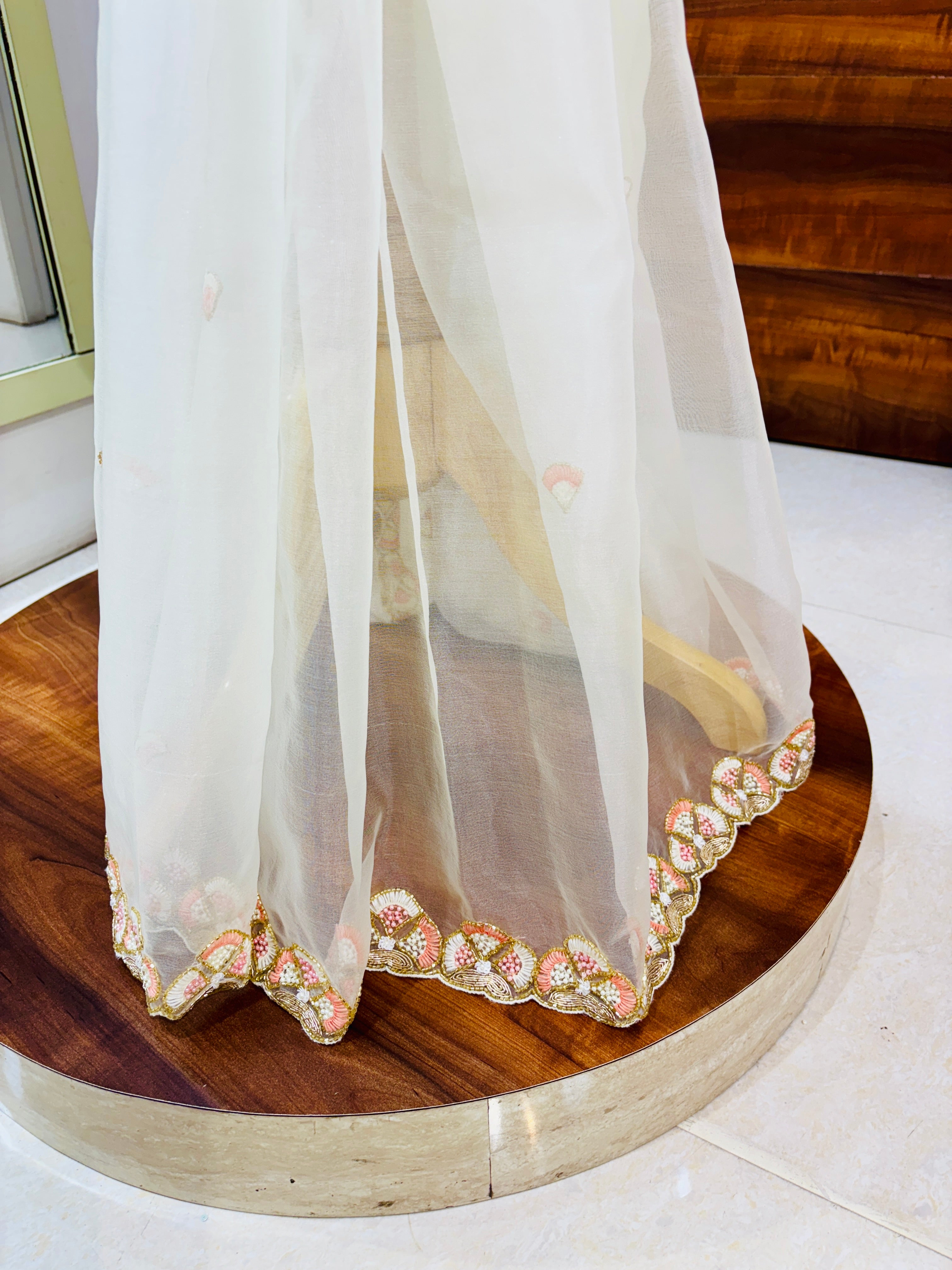 White Organza Festive Tissue Saree