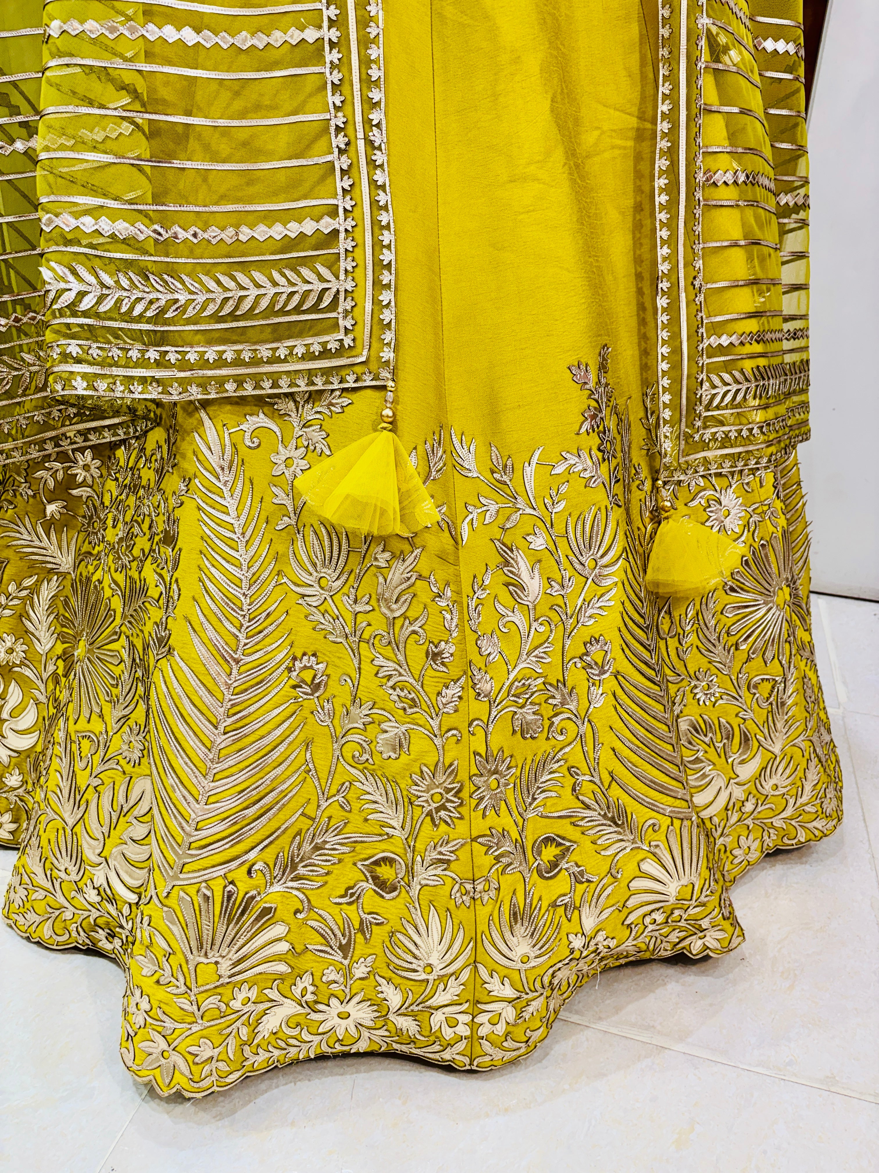 Mustard Raw Silk Designer Lehenga