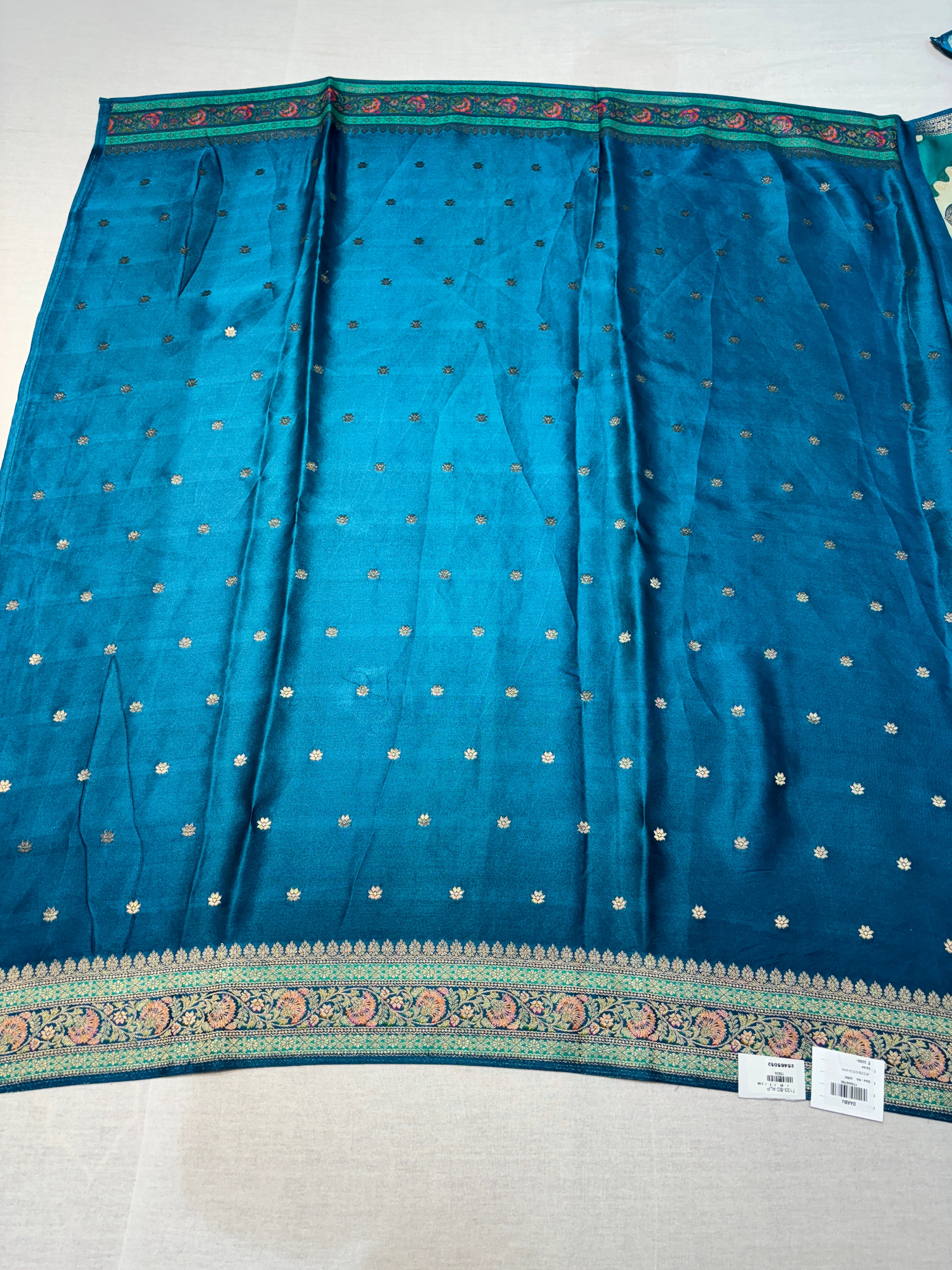 Blue & White Banarasi Silk Saree