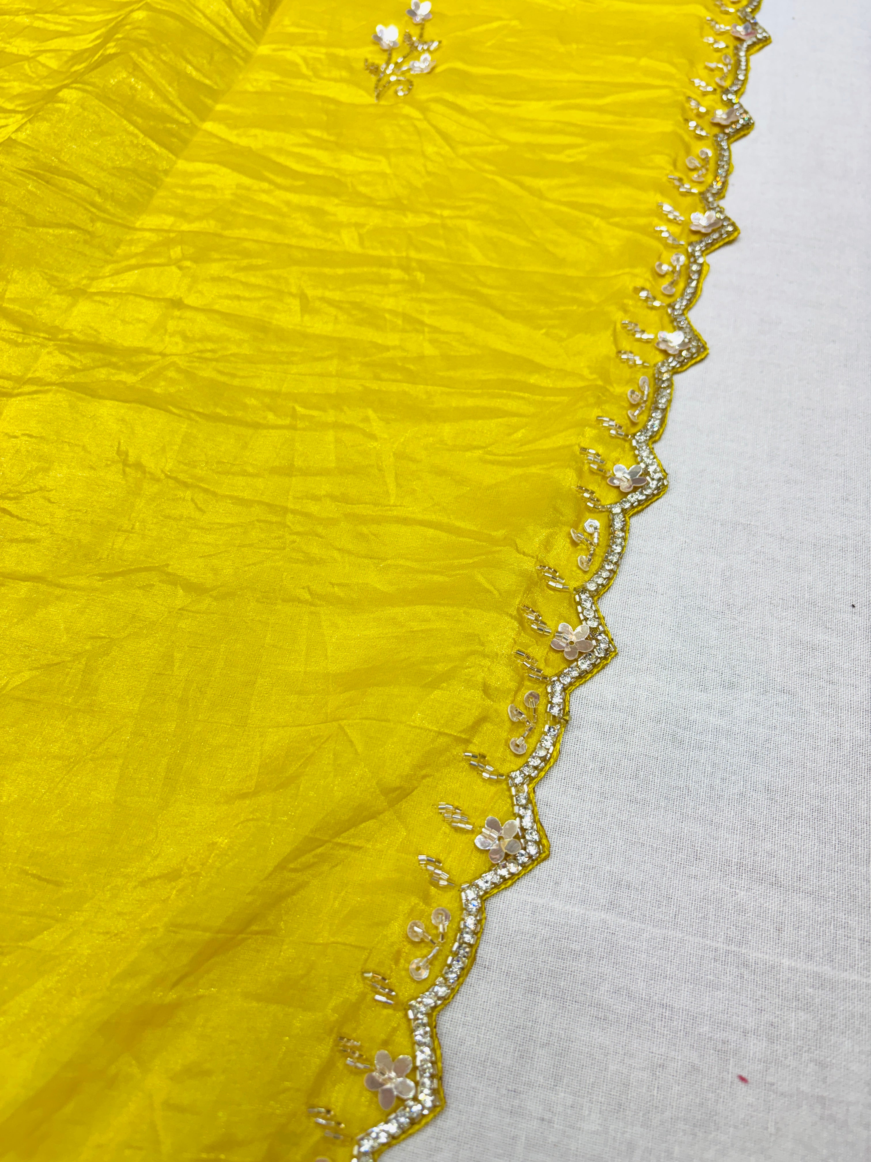 Yellow Tissue Silk Saree With Readymade Blouse