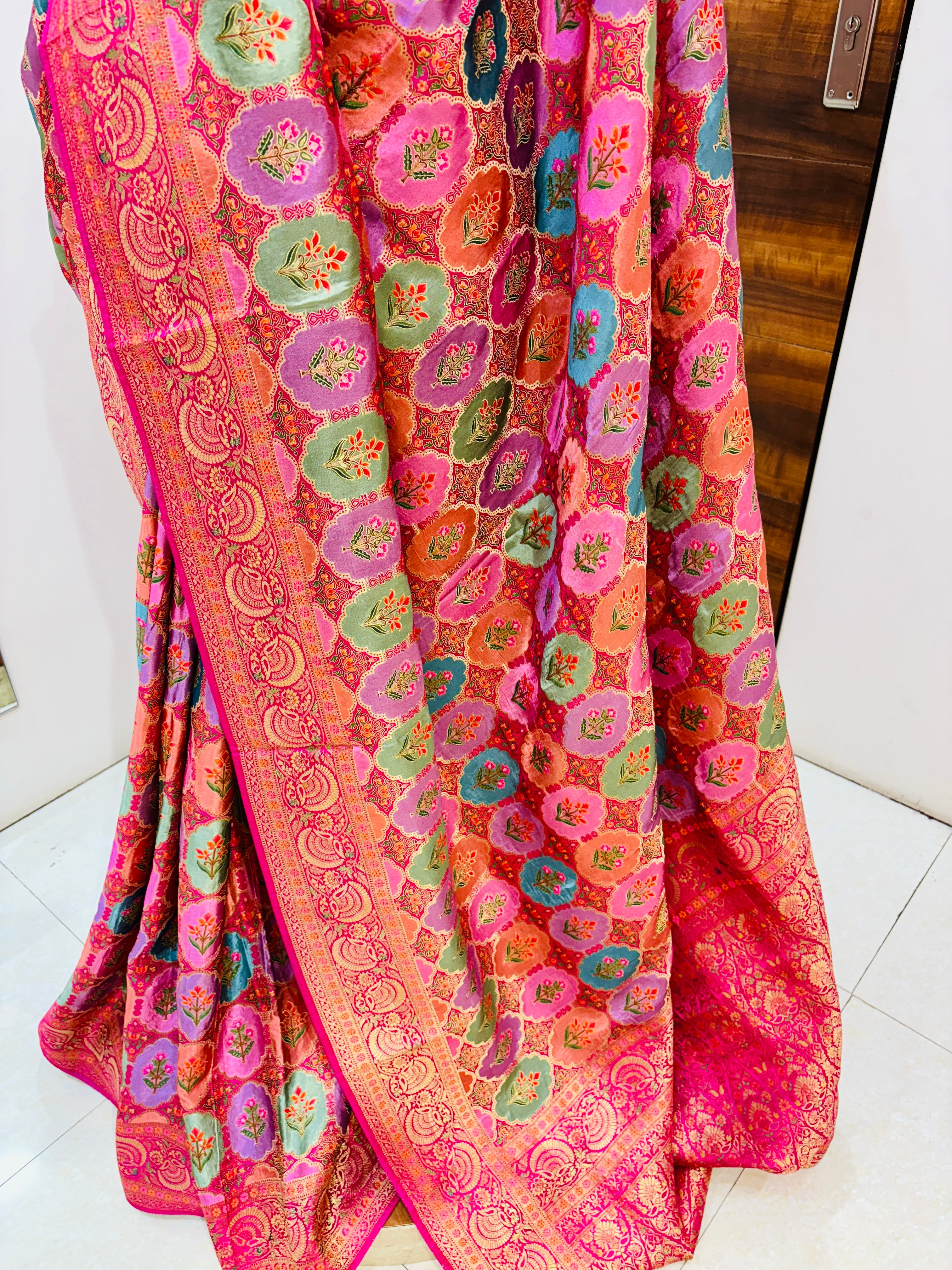 Pink & Purple Festive Banarasi Silk Saree