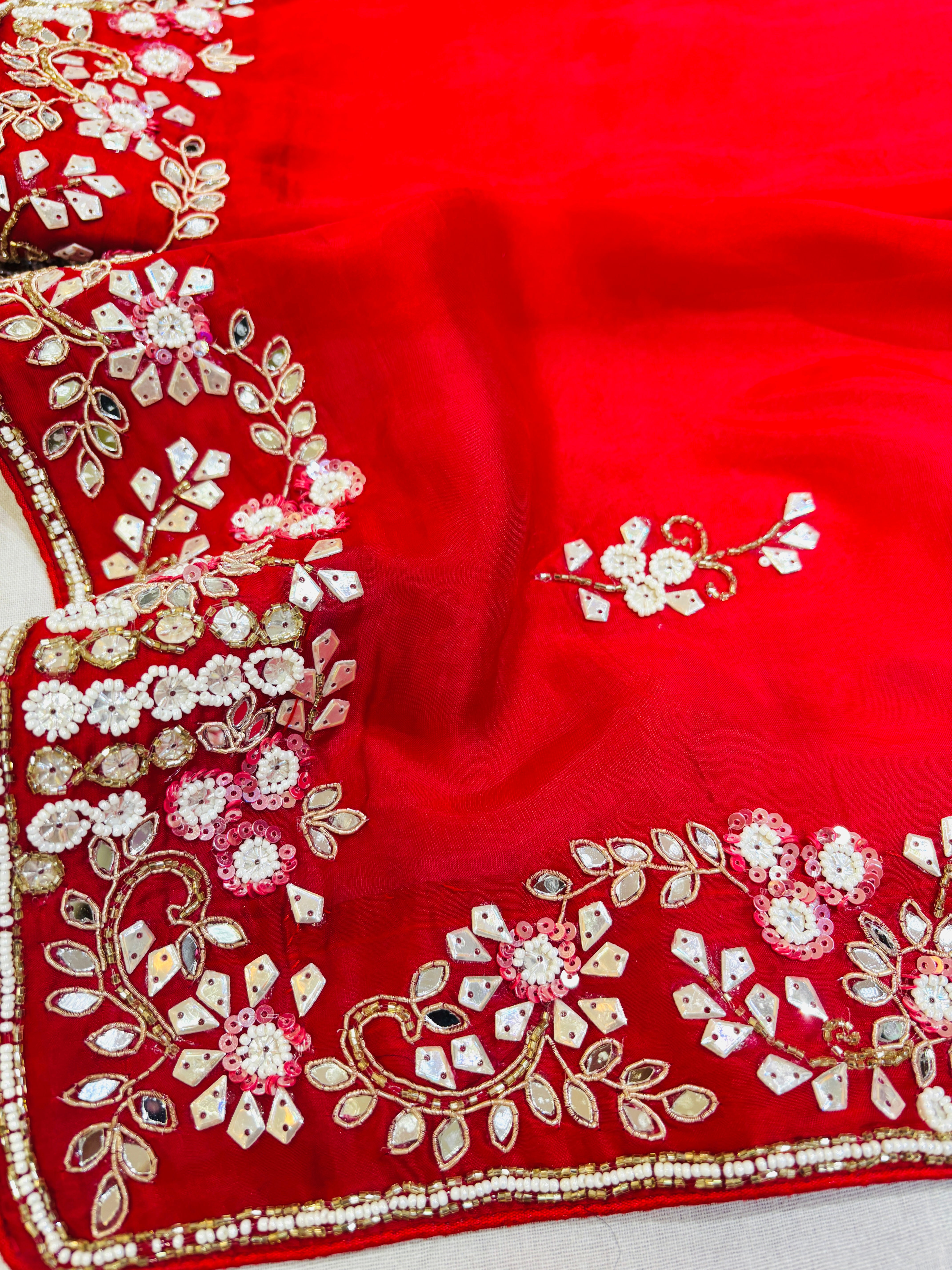 Apple Red Festive Silk Saree