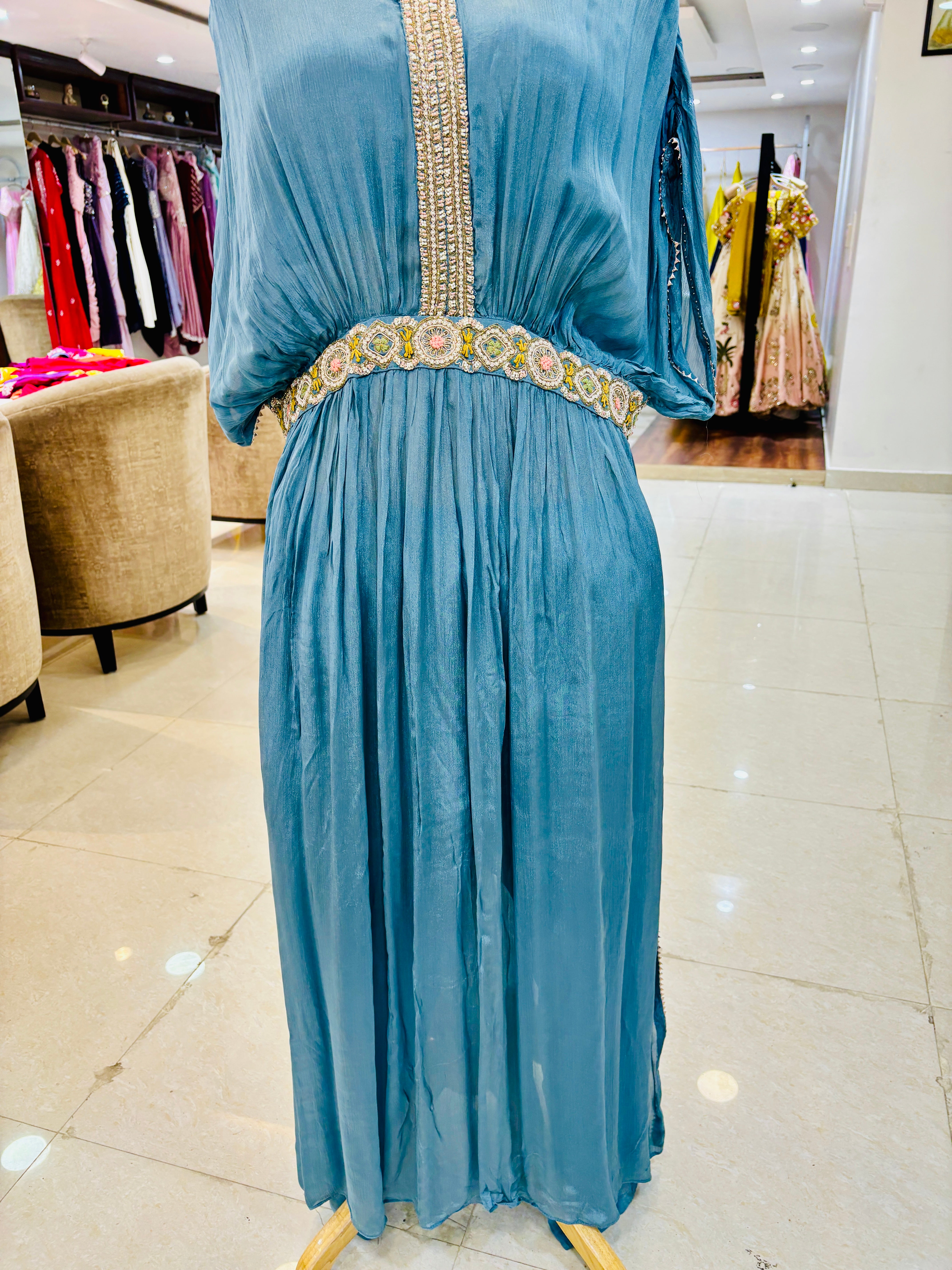 Light Grey Chinnon Designer Gown