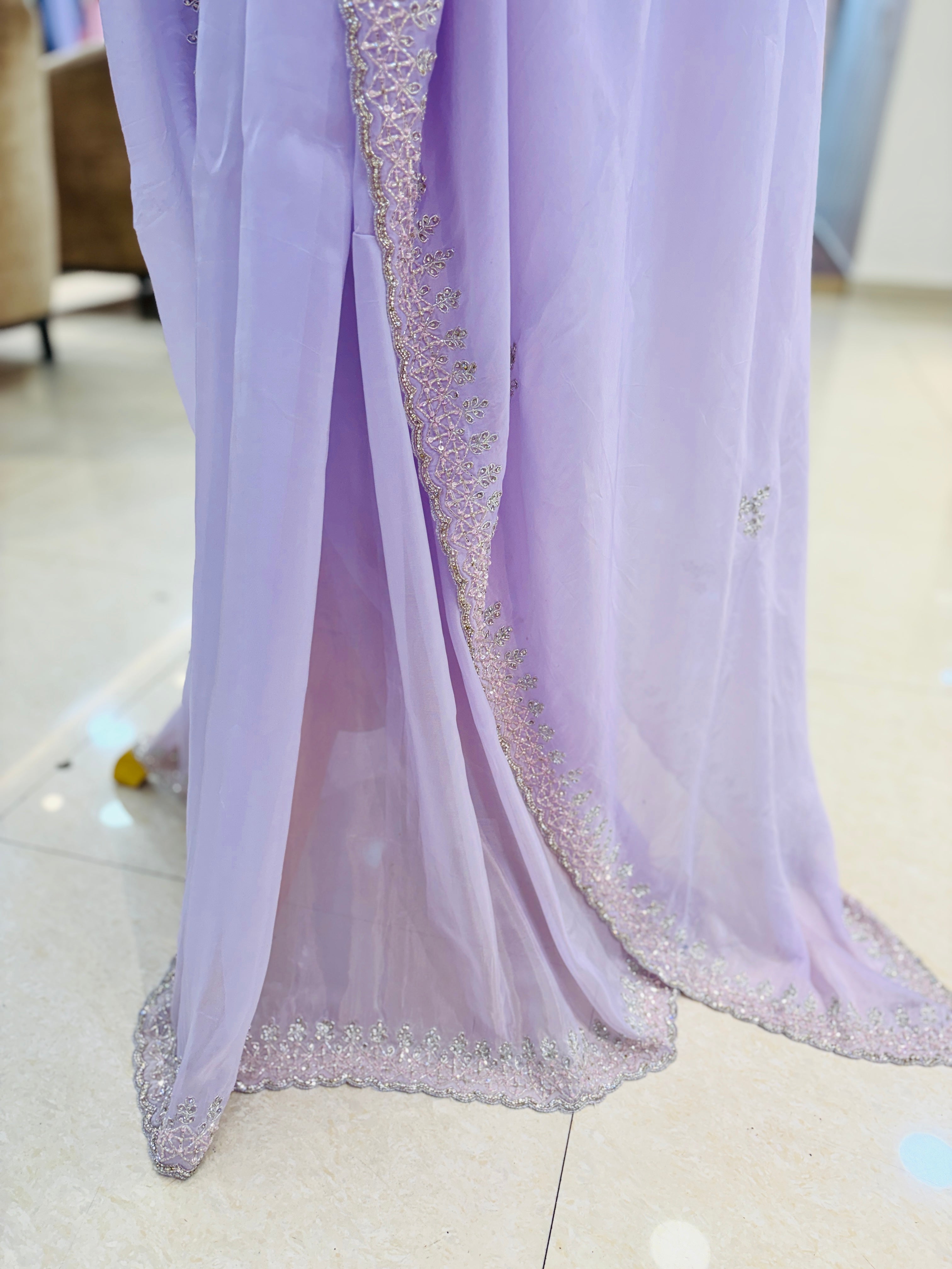 Lilac Soft Silk Saree With Readymade Blouse