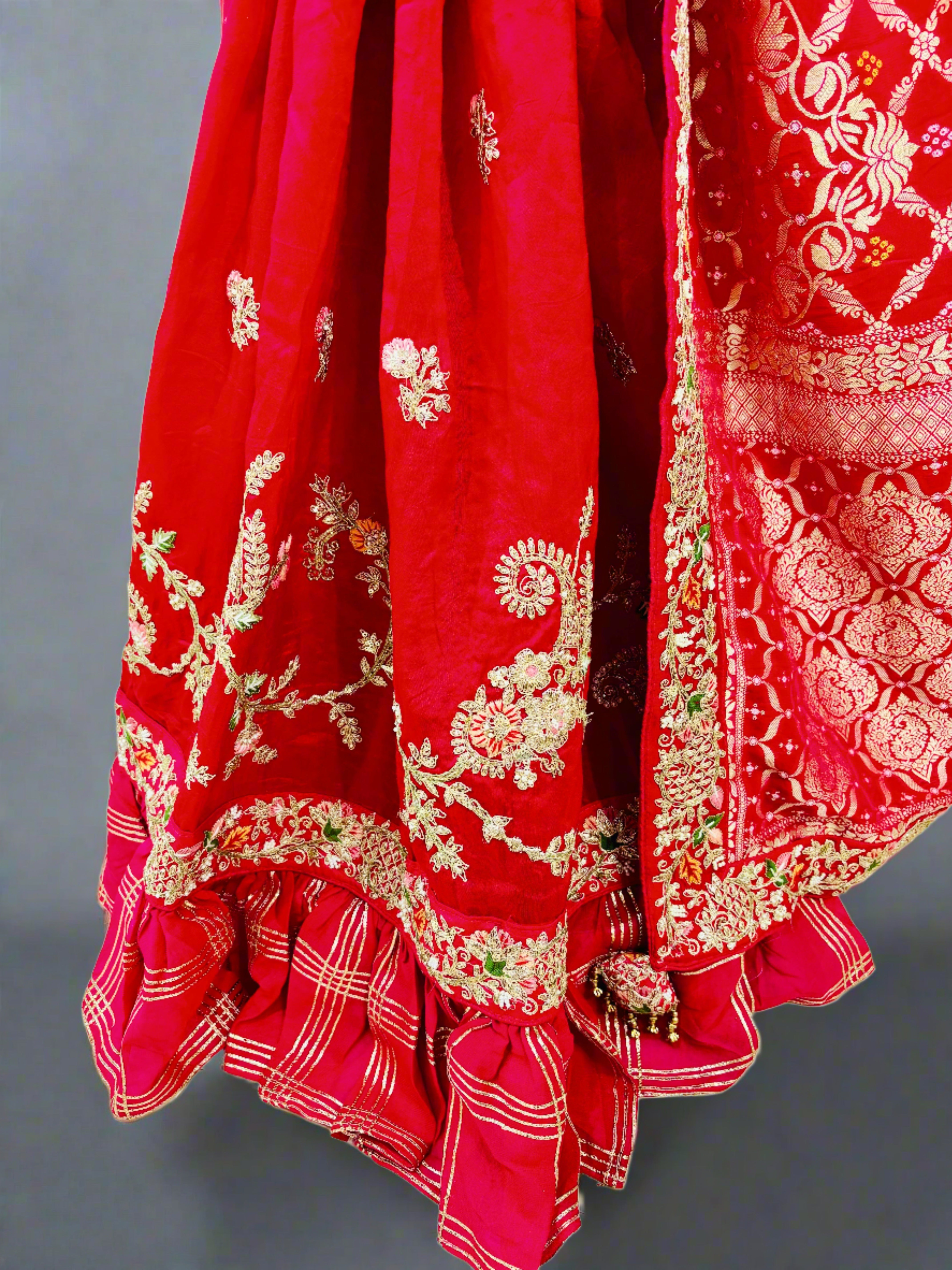 Rani Gajji Bandhej Frill Pattern Saree