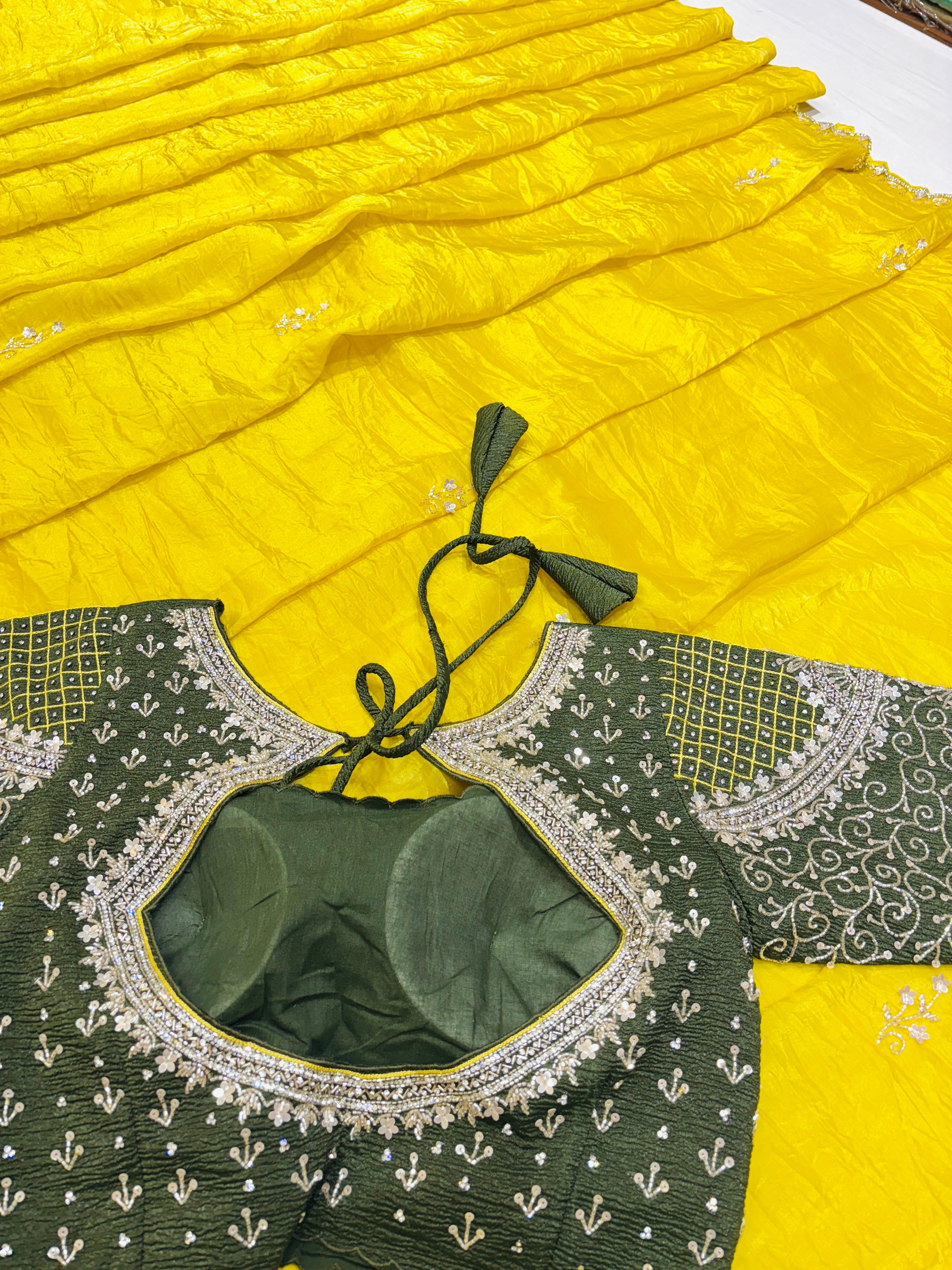 Yellow Tissue Silk Saree With Readymade Blouse