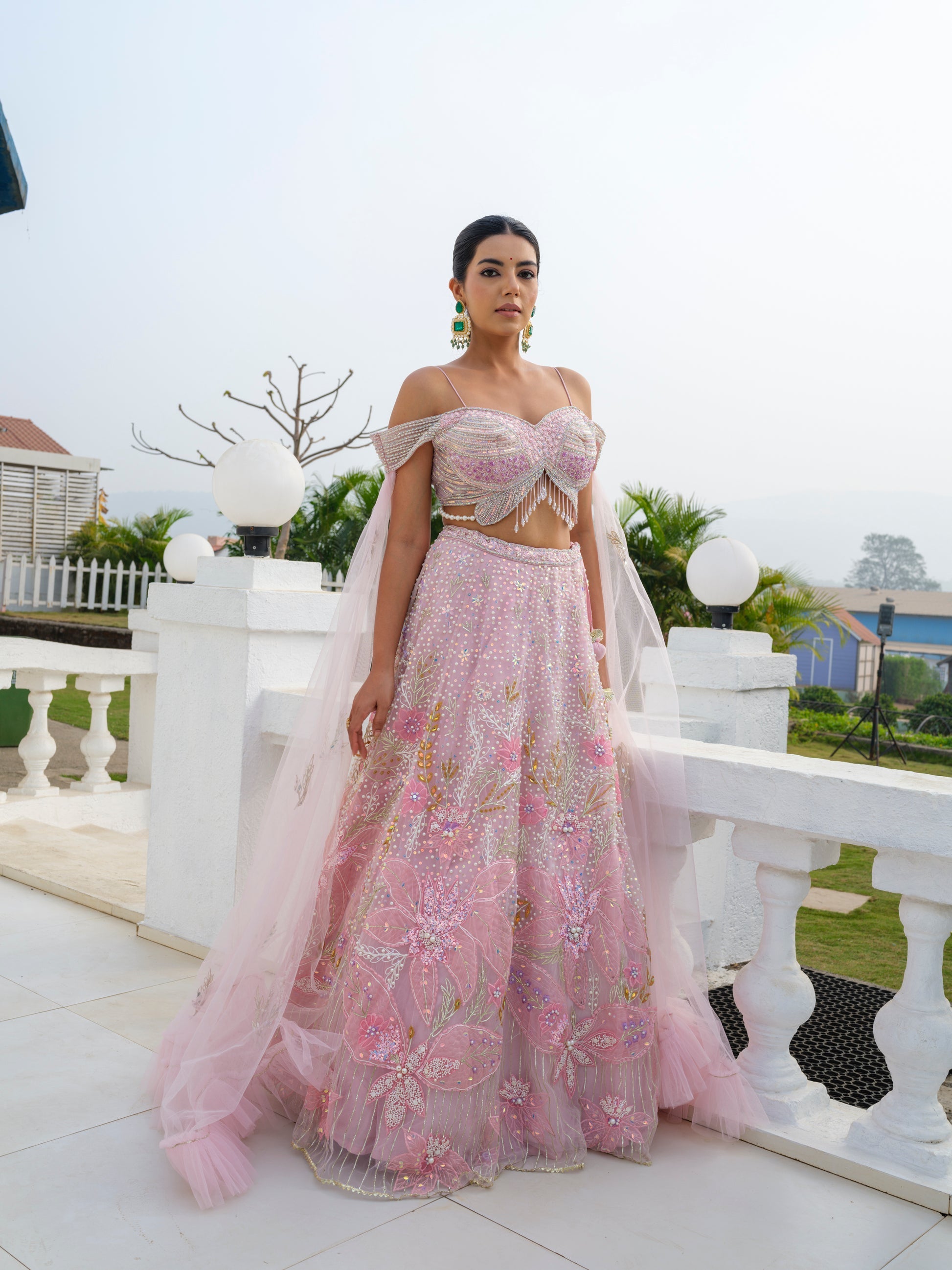 Rose Blush Embroidered Designer Lehenga