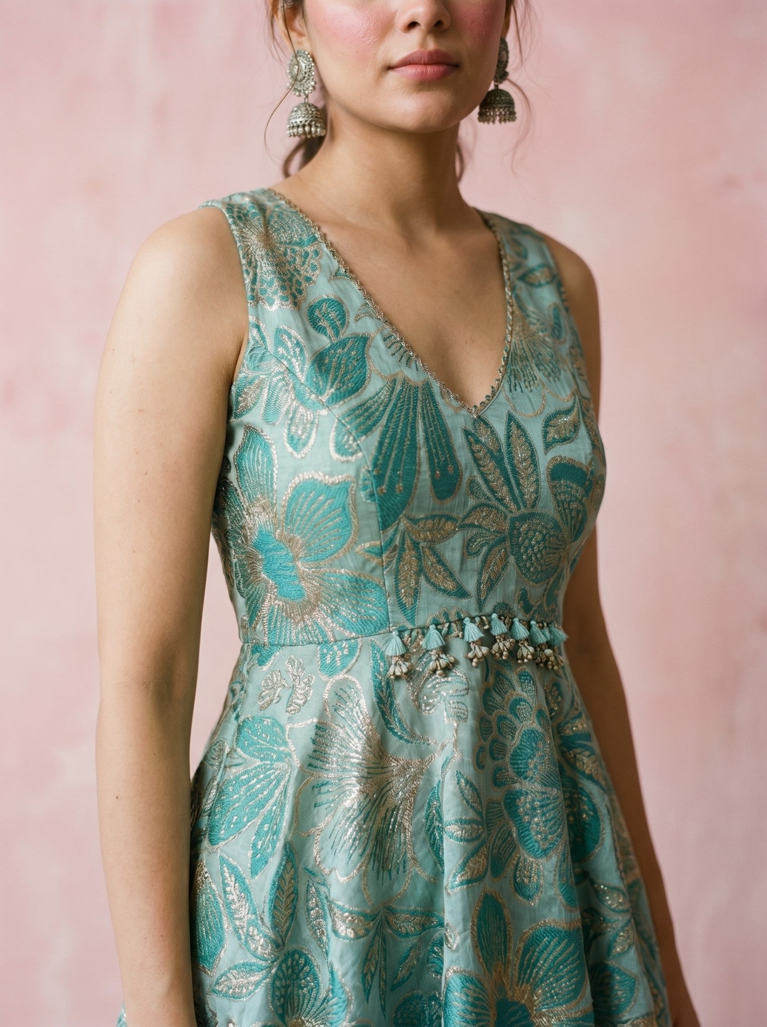 Sea Green Embroidered Sharara Suit