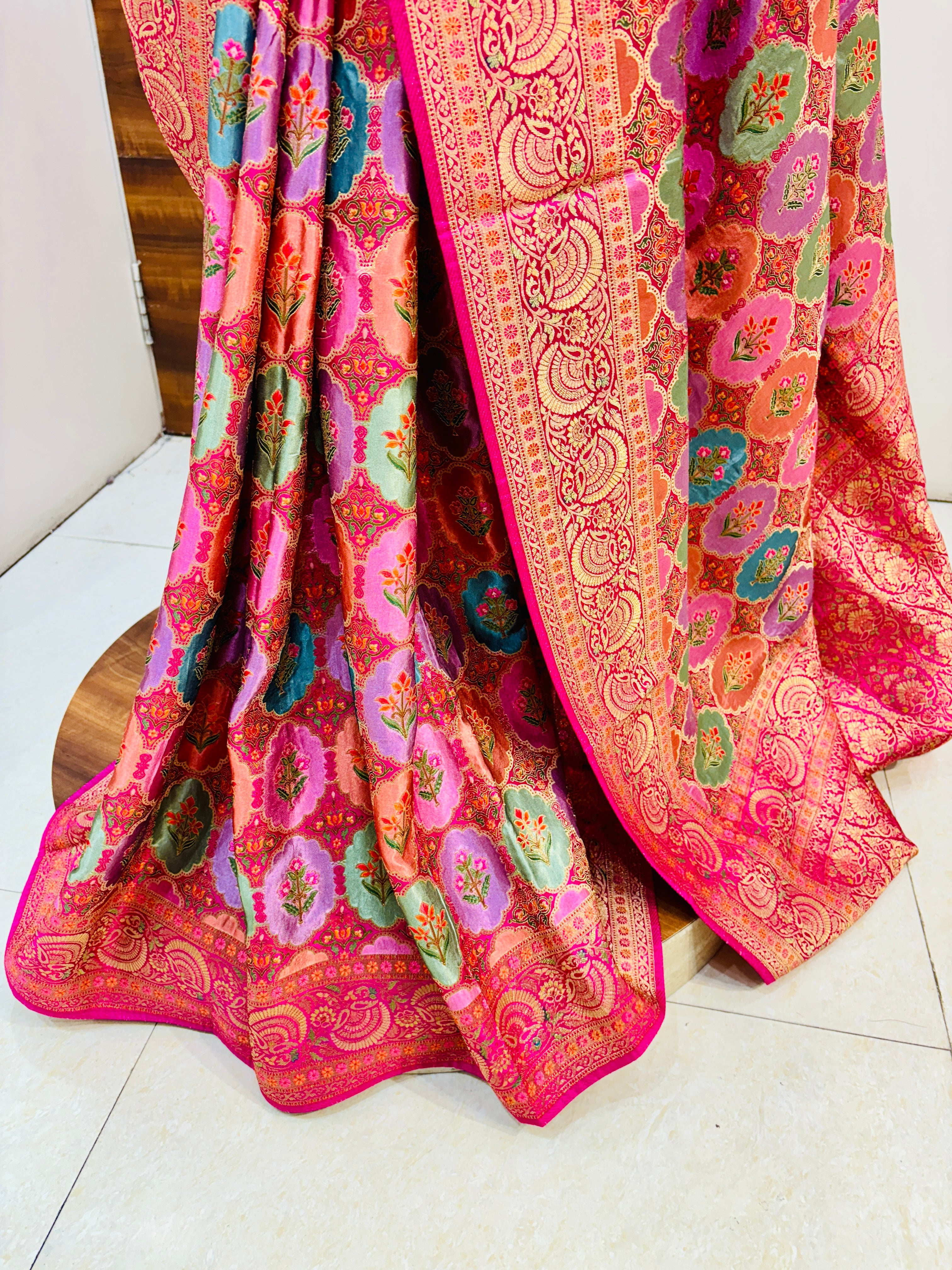 Pink & Purple Festive Banarasi Silk Saree