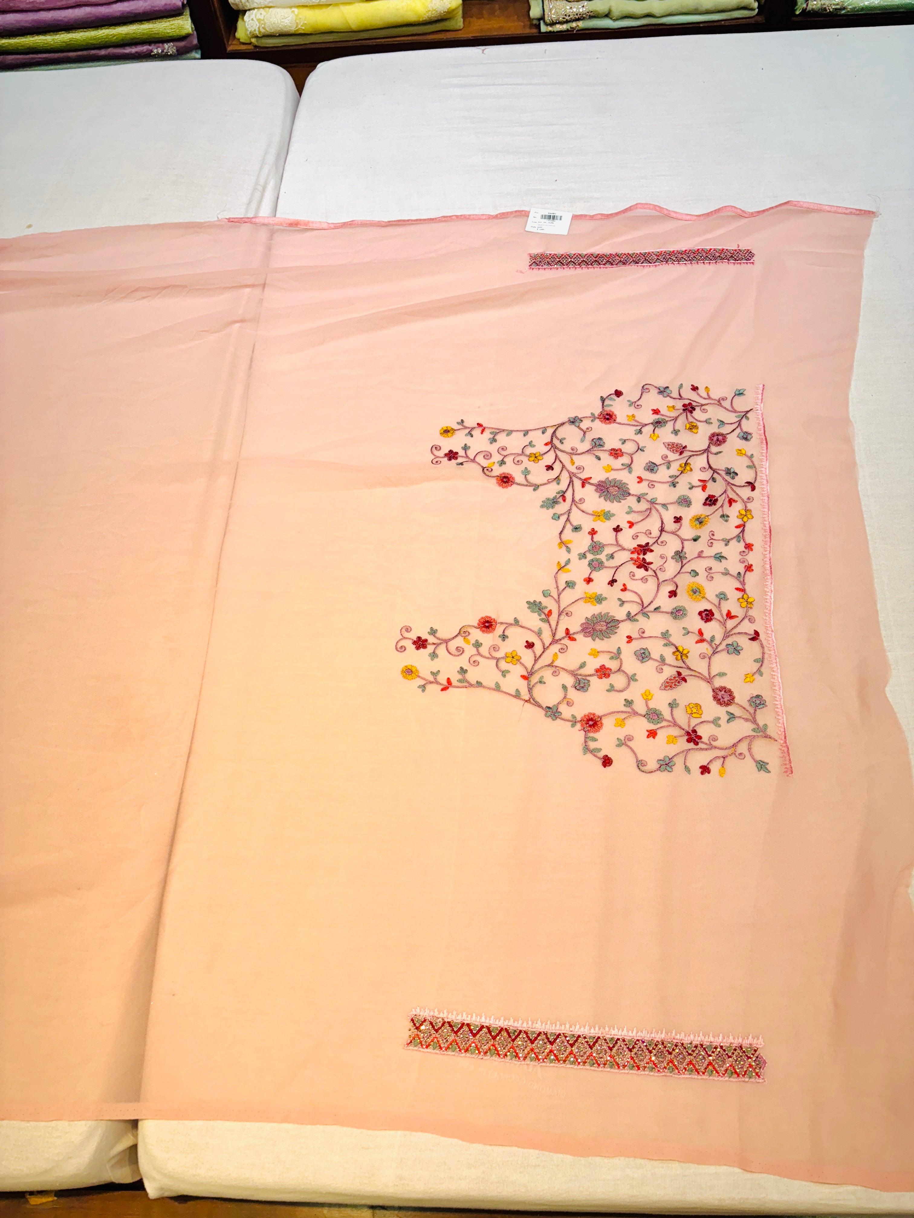 Light Pink Kashmiri Woven Georgette Saree