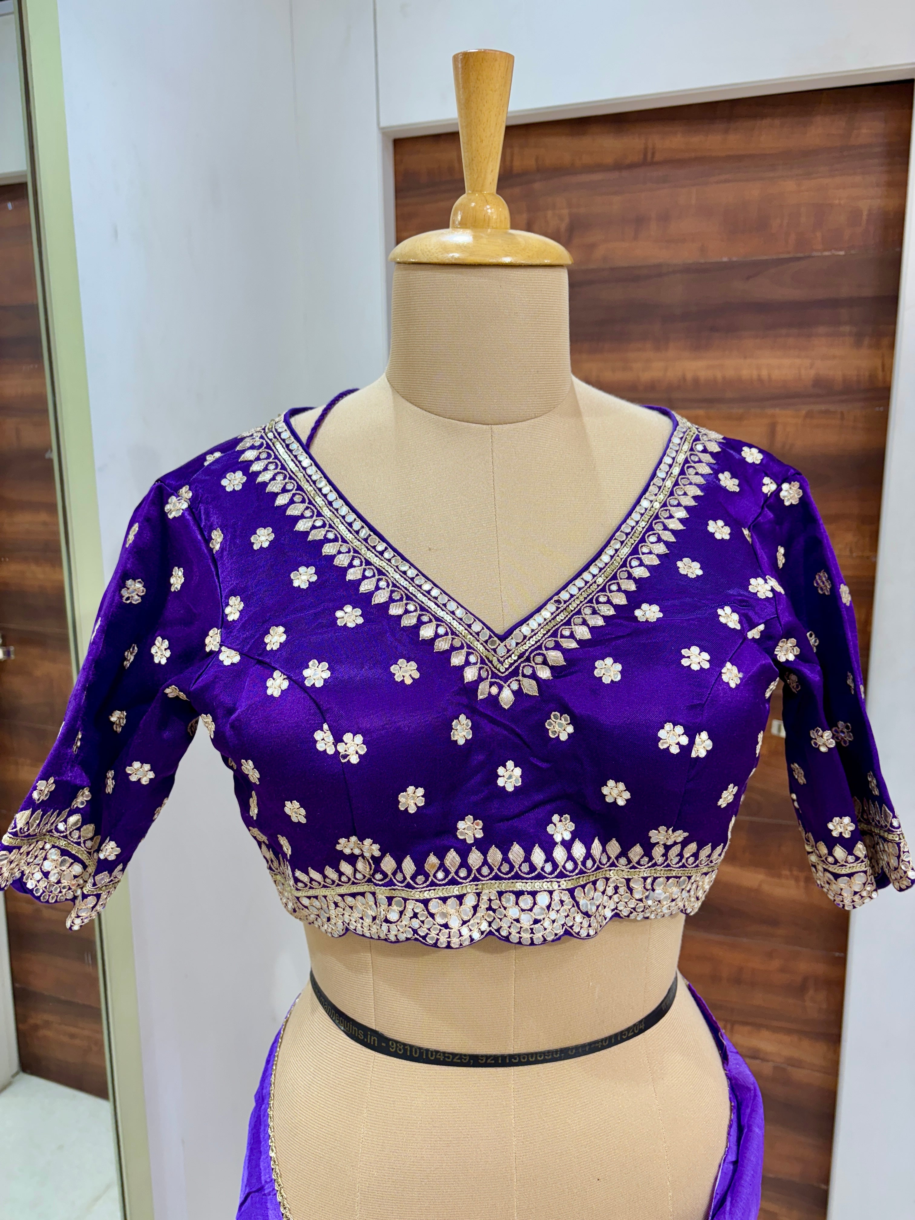 Purple Banarasi Silk Saree With Readymade Blouse