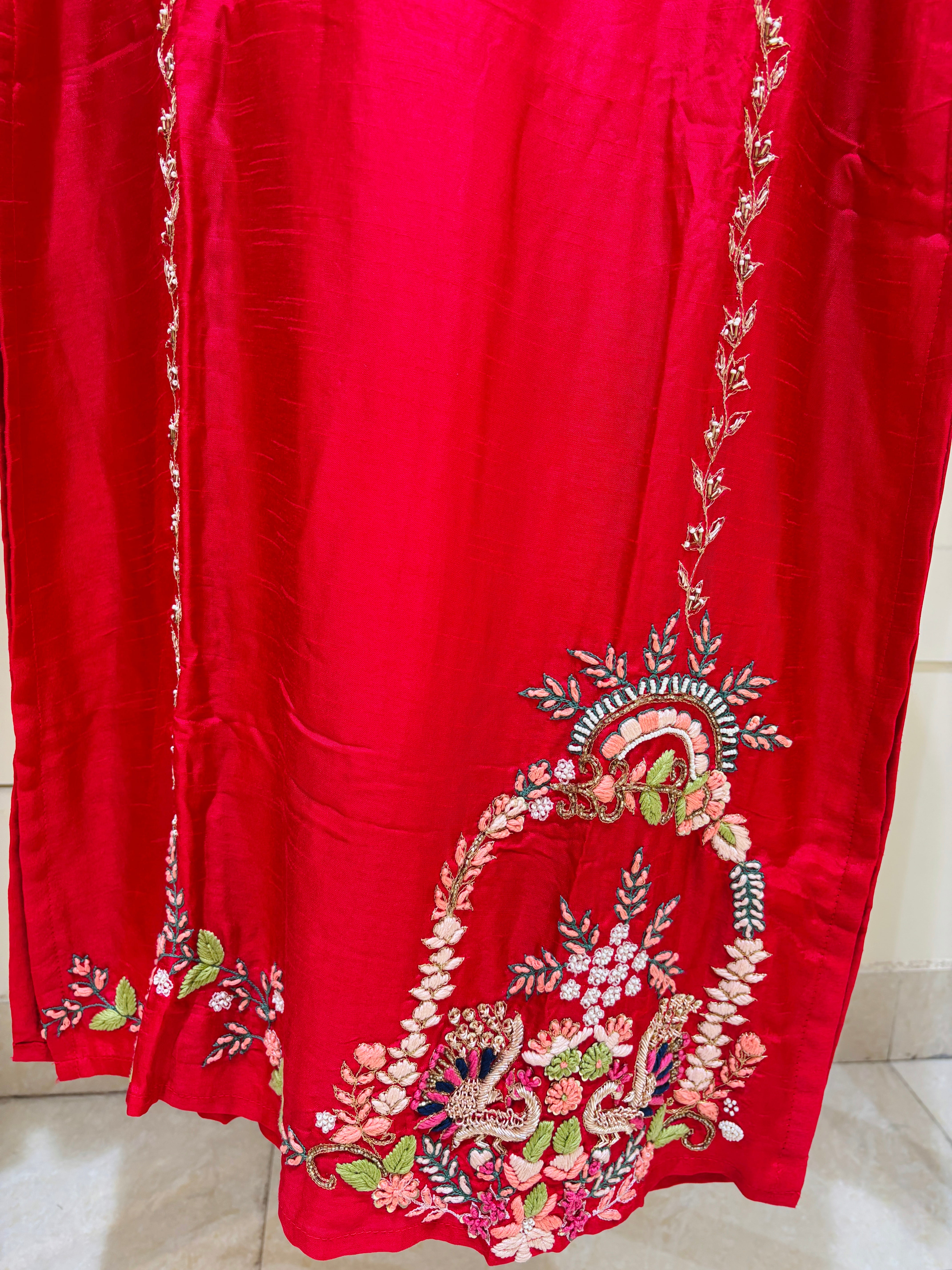 Rani Hand Work Raw Silk Work Salwar Suit