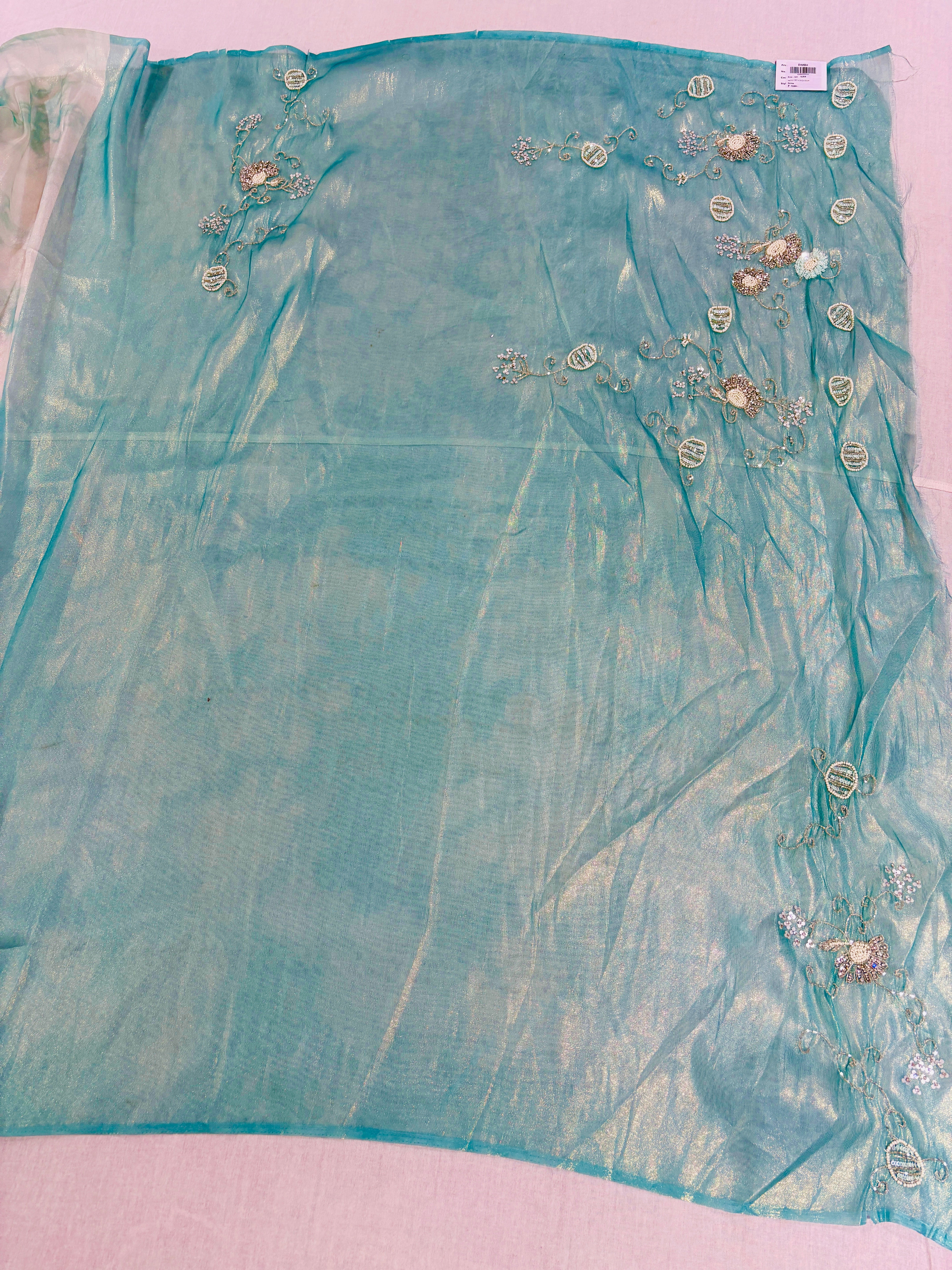 Shibori blue Tissue Festive Saree