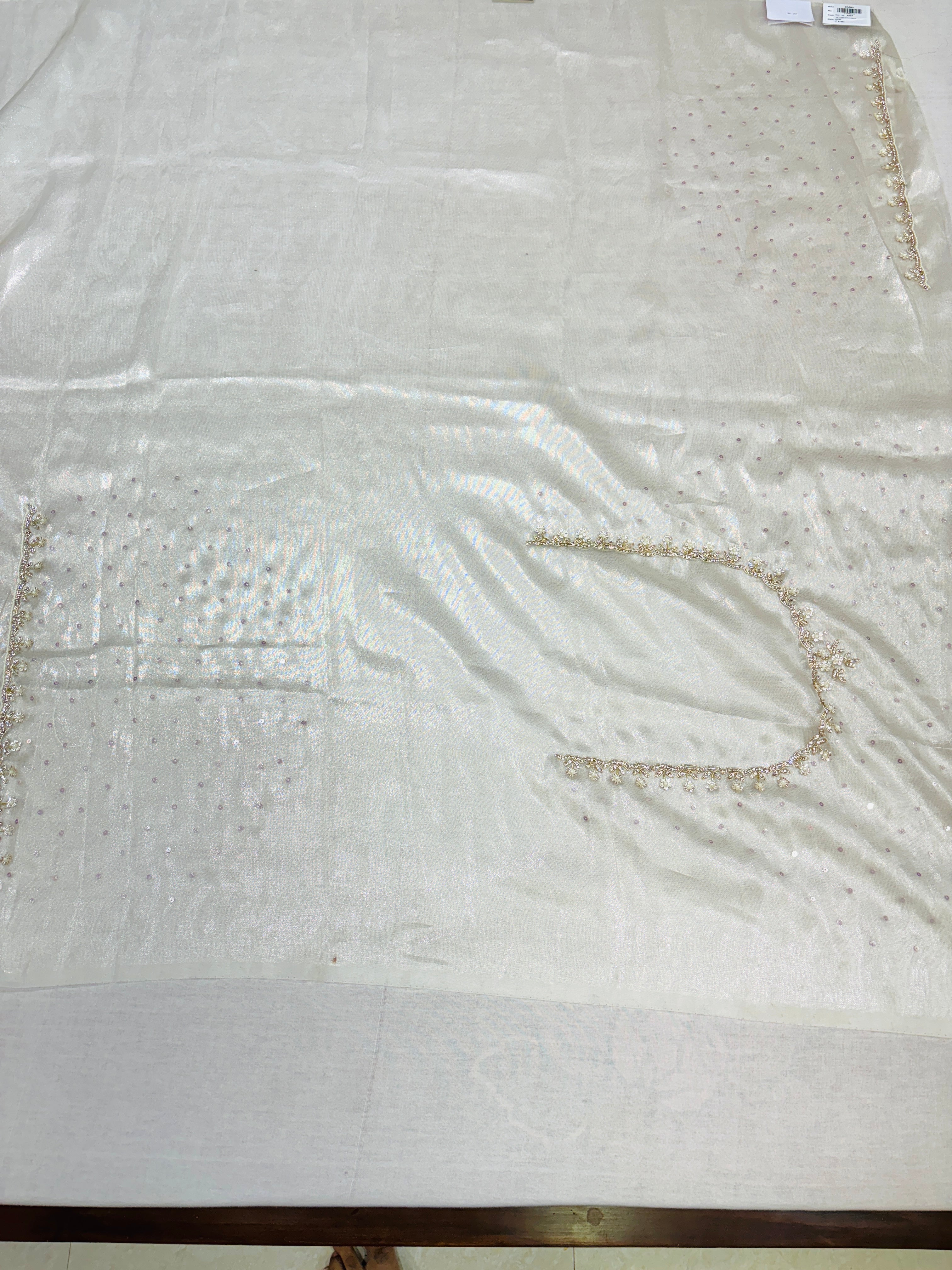 White Designer Tissue Hand Work Saree