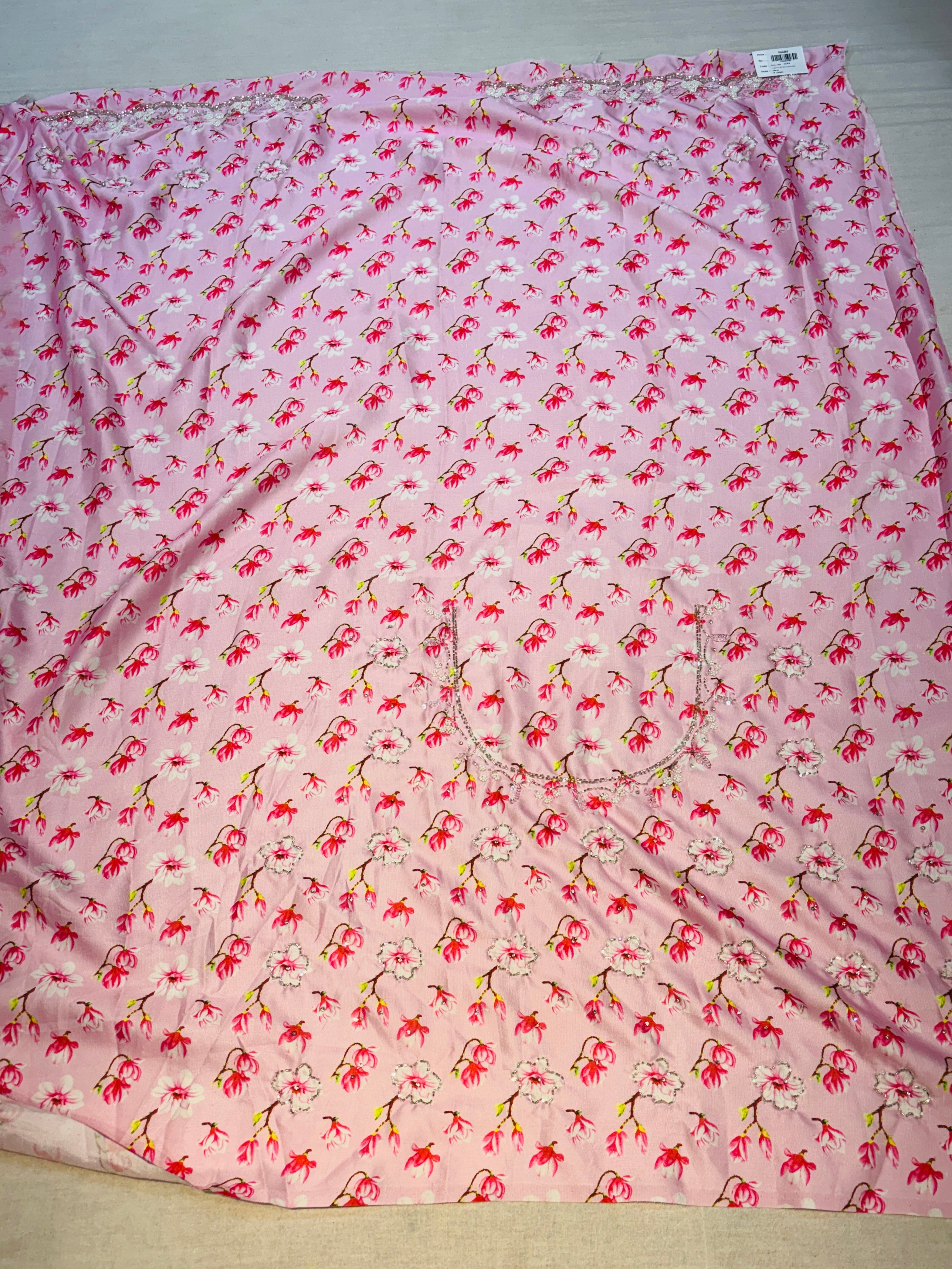 Light Pink Crushed Tissue Designer Saree