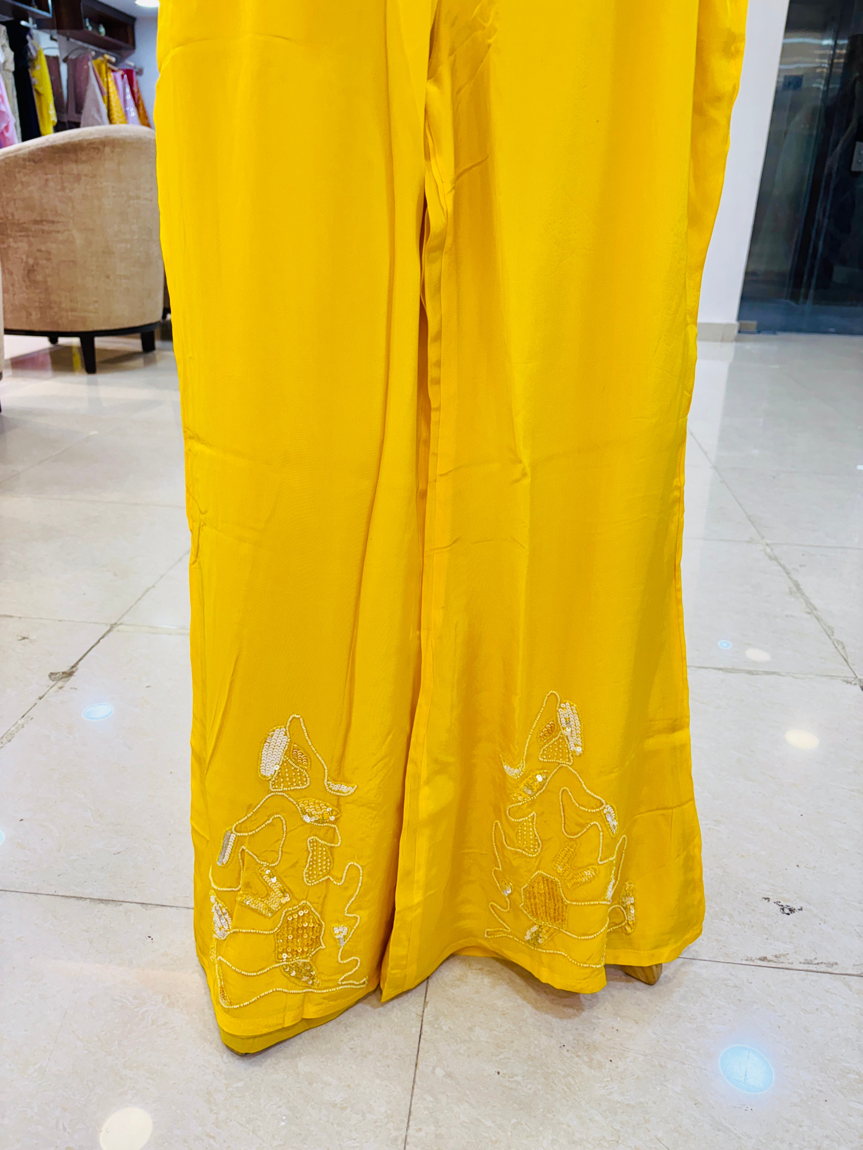 Yellow Ombre Embroidered Designer Co-Ord Set