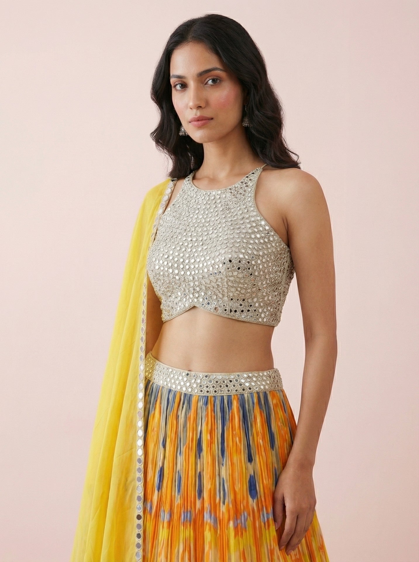 Yellow Digital Print Designer Lehenga