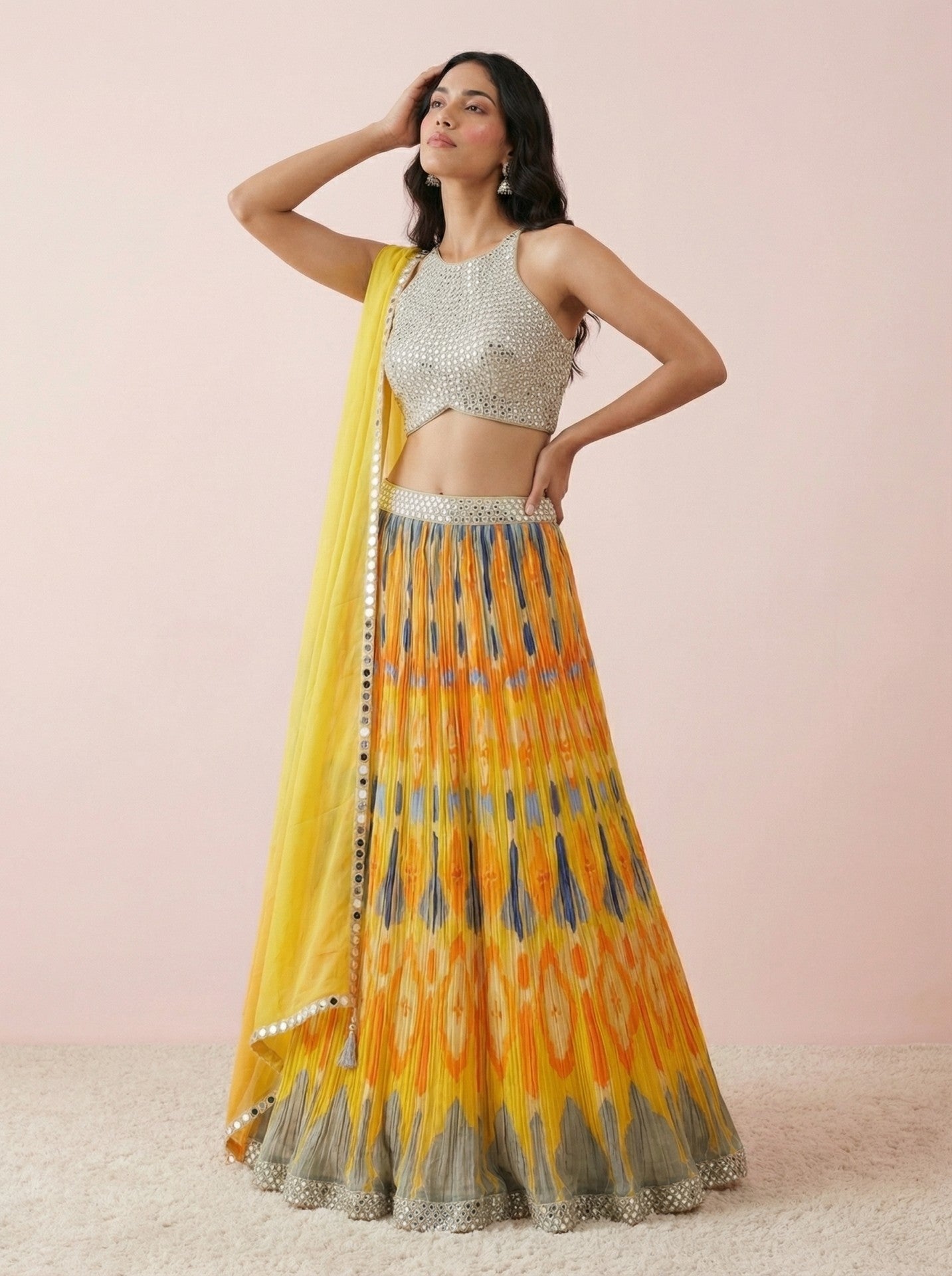 Yellow Digital Print Designer Lehenga