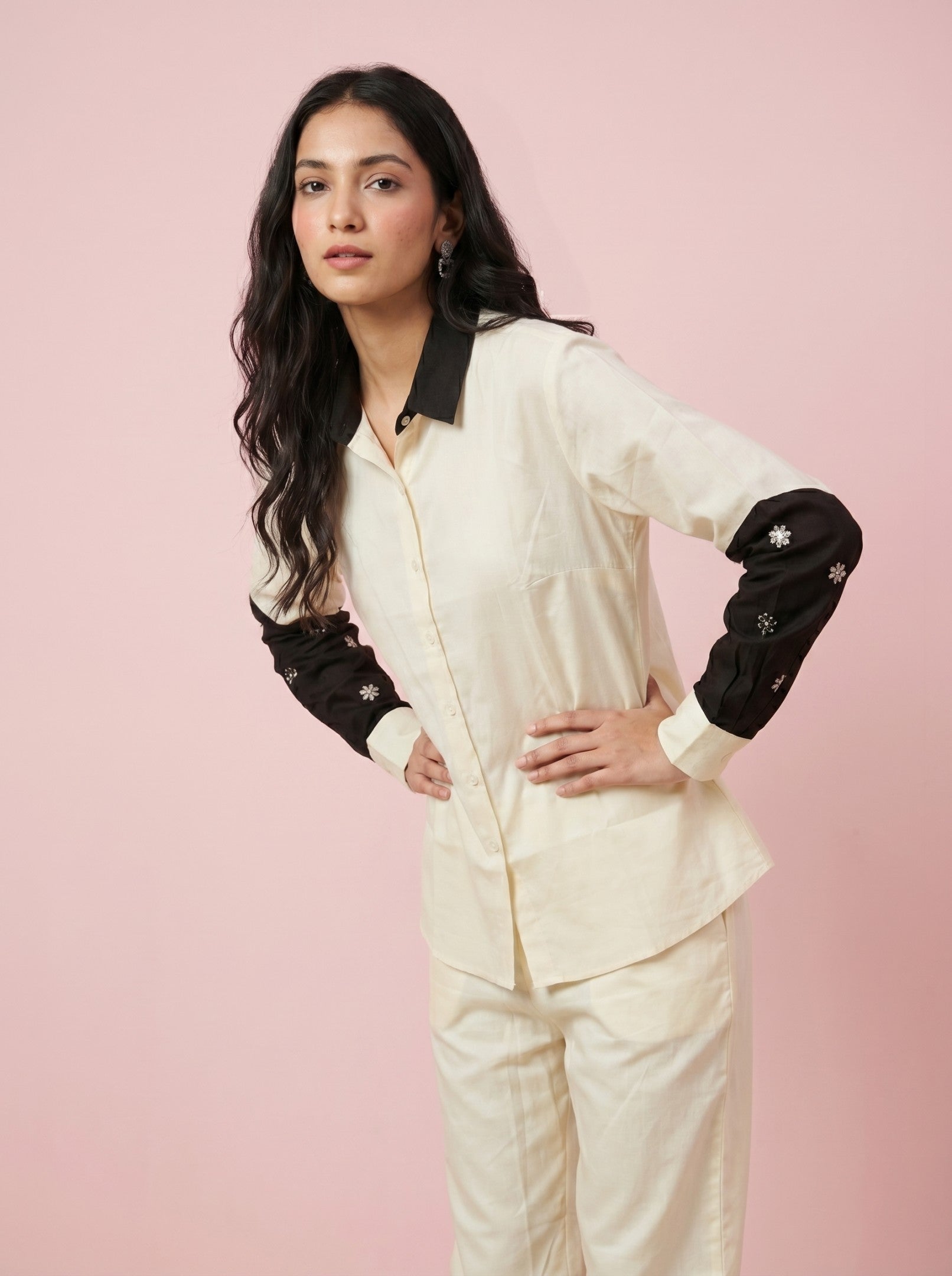 White & Black Cotton Co-Ord Set