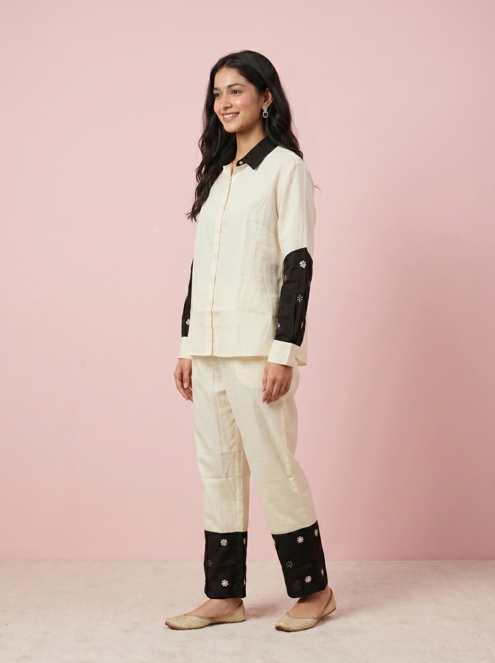 White & Black Cotton Co-Ord Set