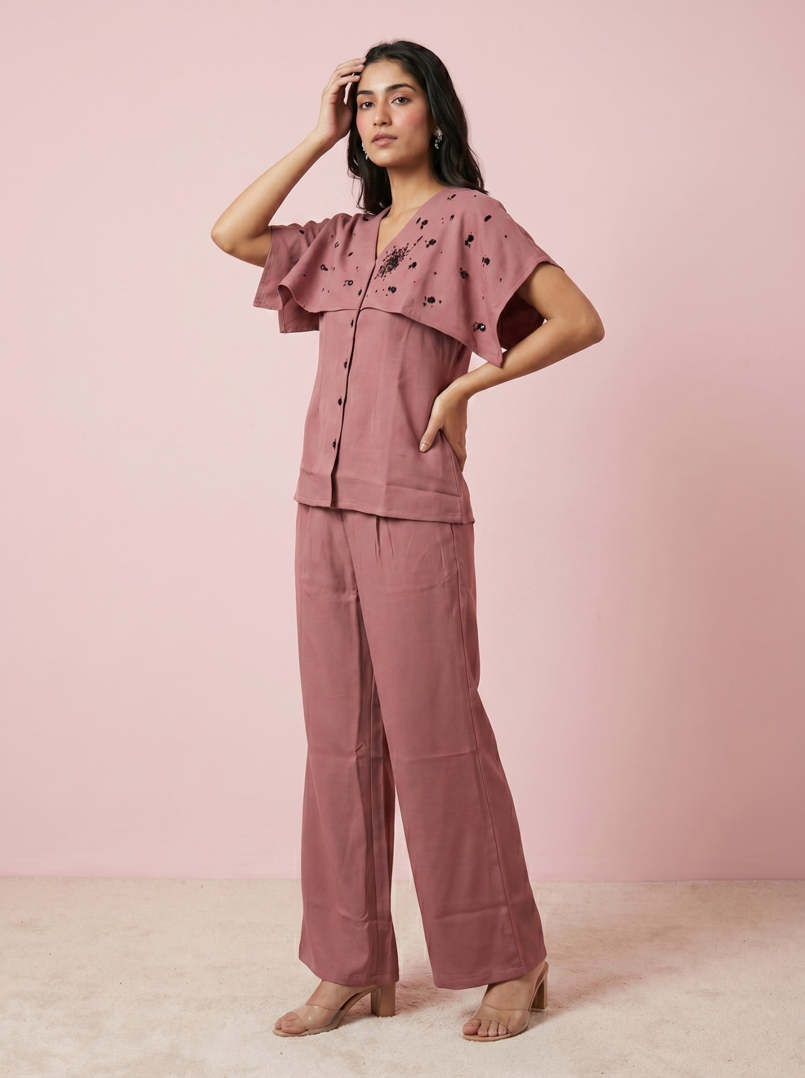 Dark Mauve Cotton Co-Ord Set
