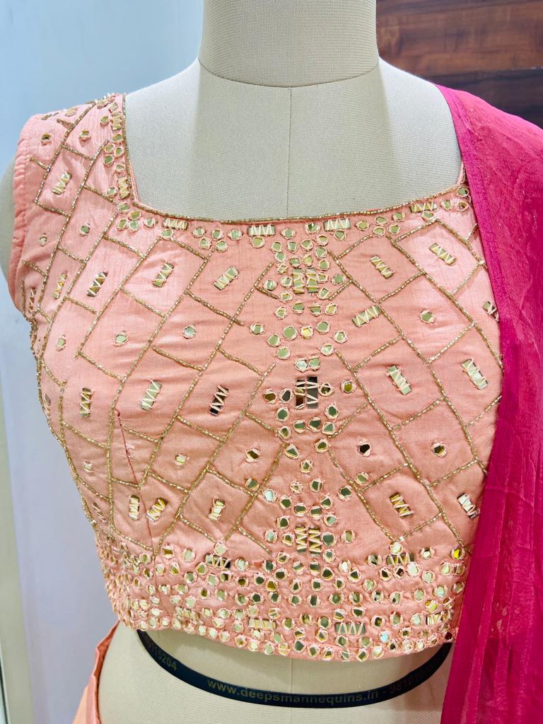 Shaded Pink Georgette Banarasi Lehenga