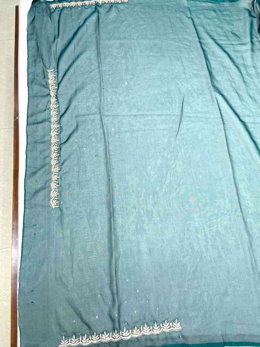 Blue Organza Desigenr Saree