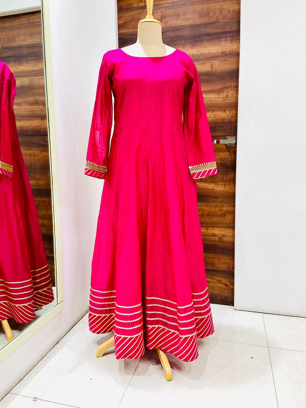 Pink Anarkali Gown With Cape