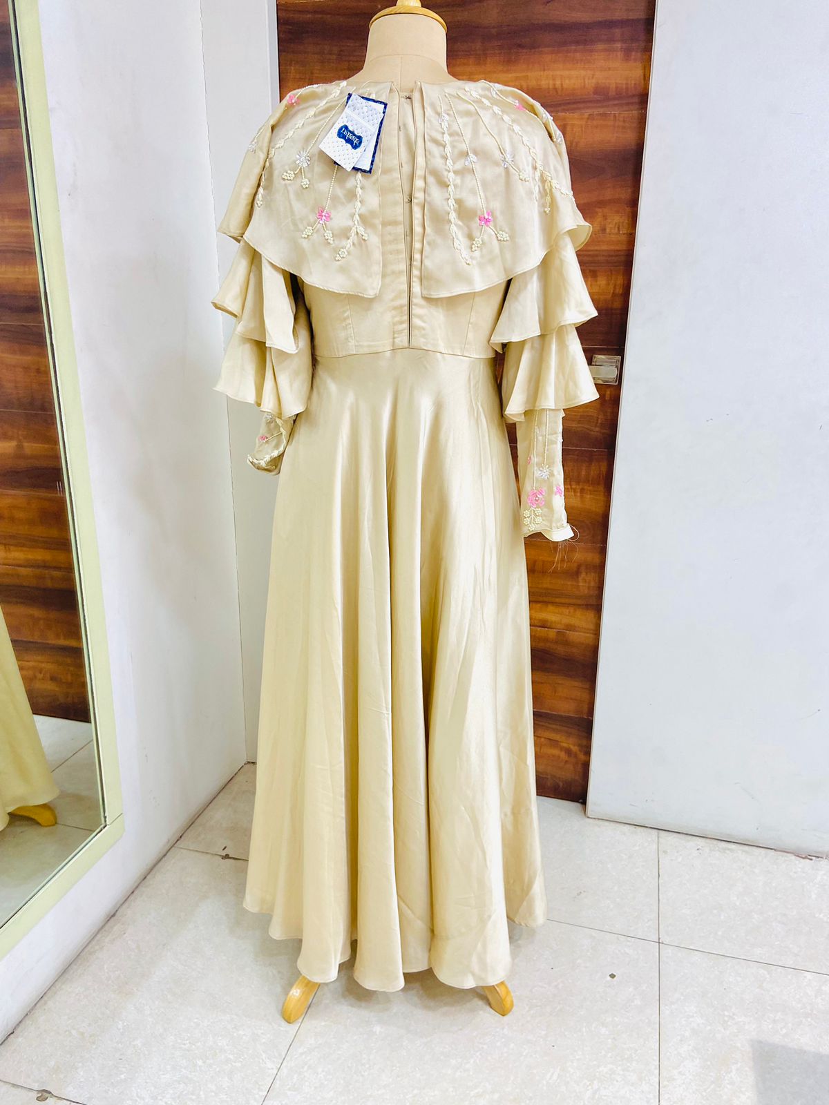 Cream Silk Hand Work Gown