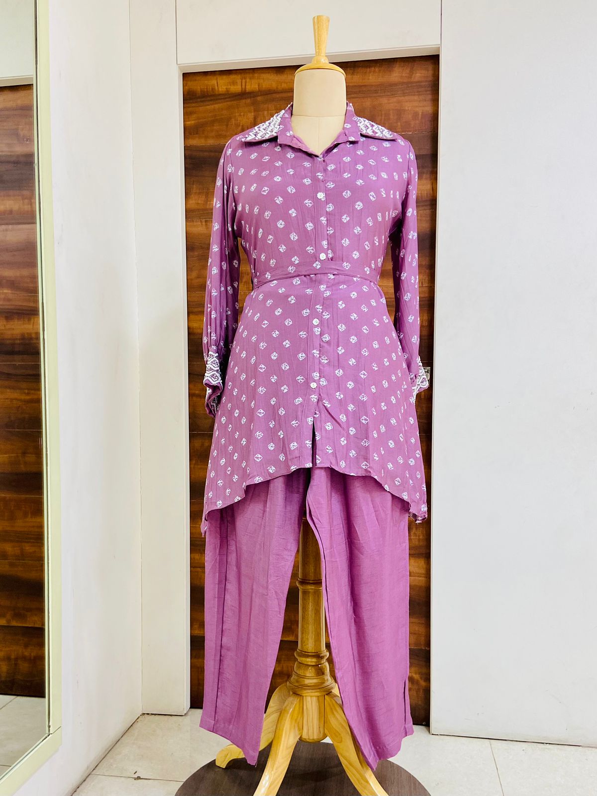 Purple Muslin Designer Co-Ord Set