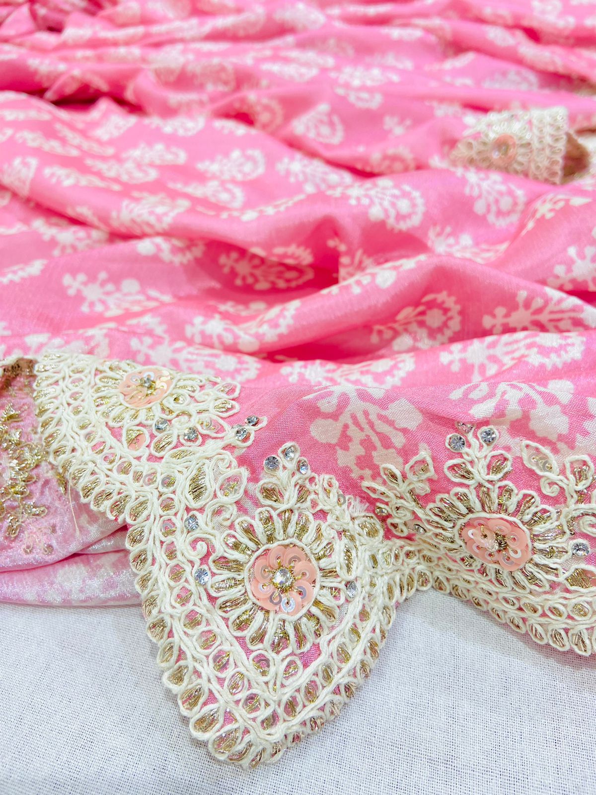 Pink Digital Printed Tissue Saree