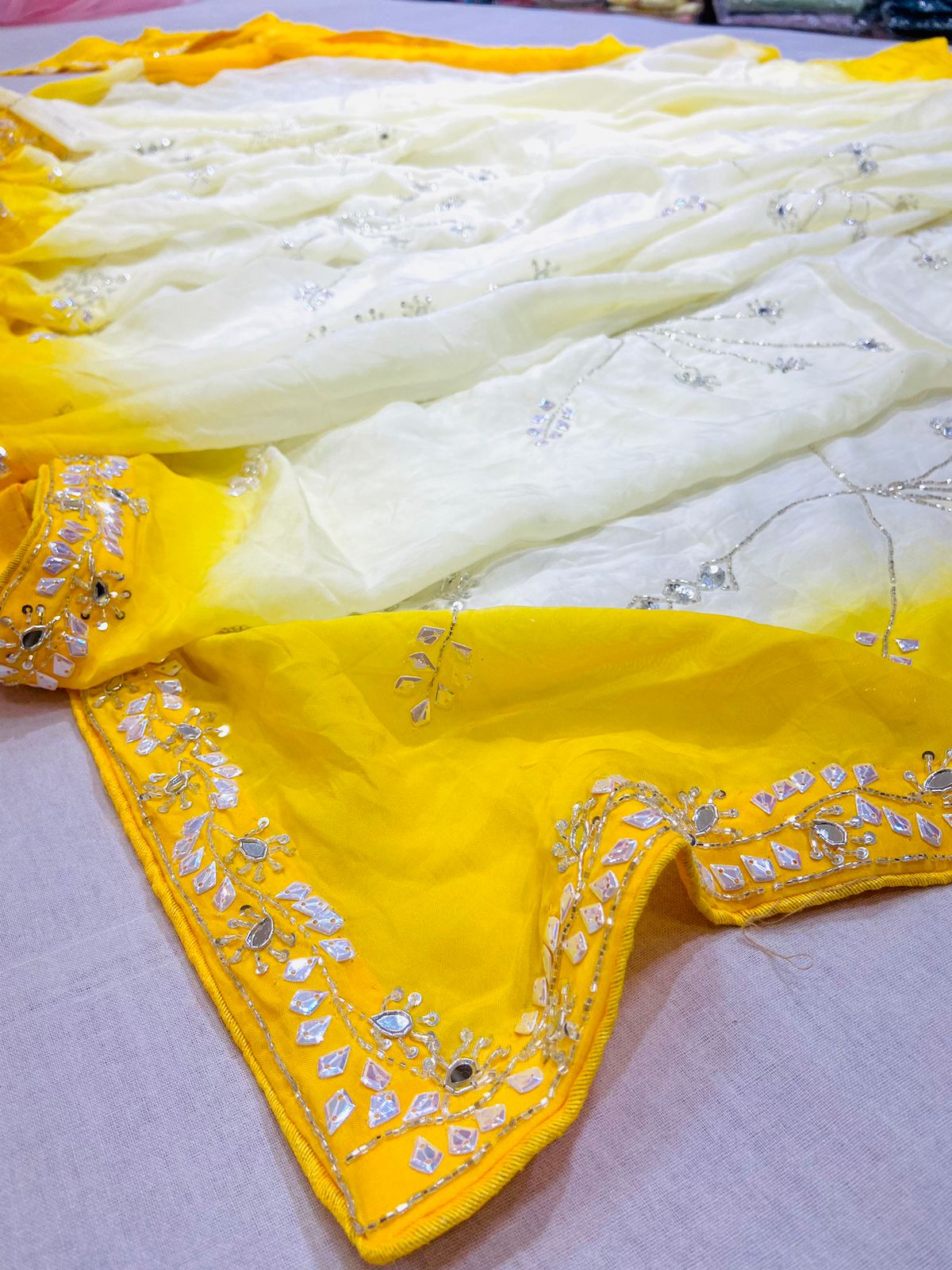 Yellow Shaded Silk Designer Saree