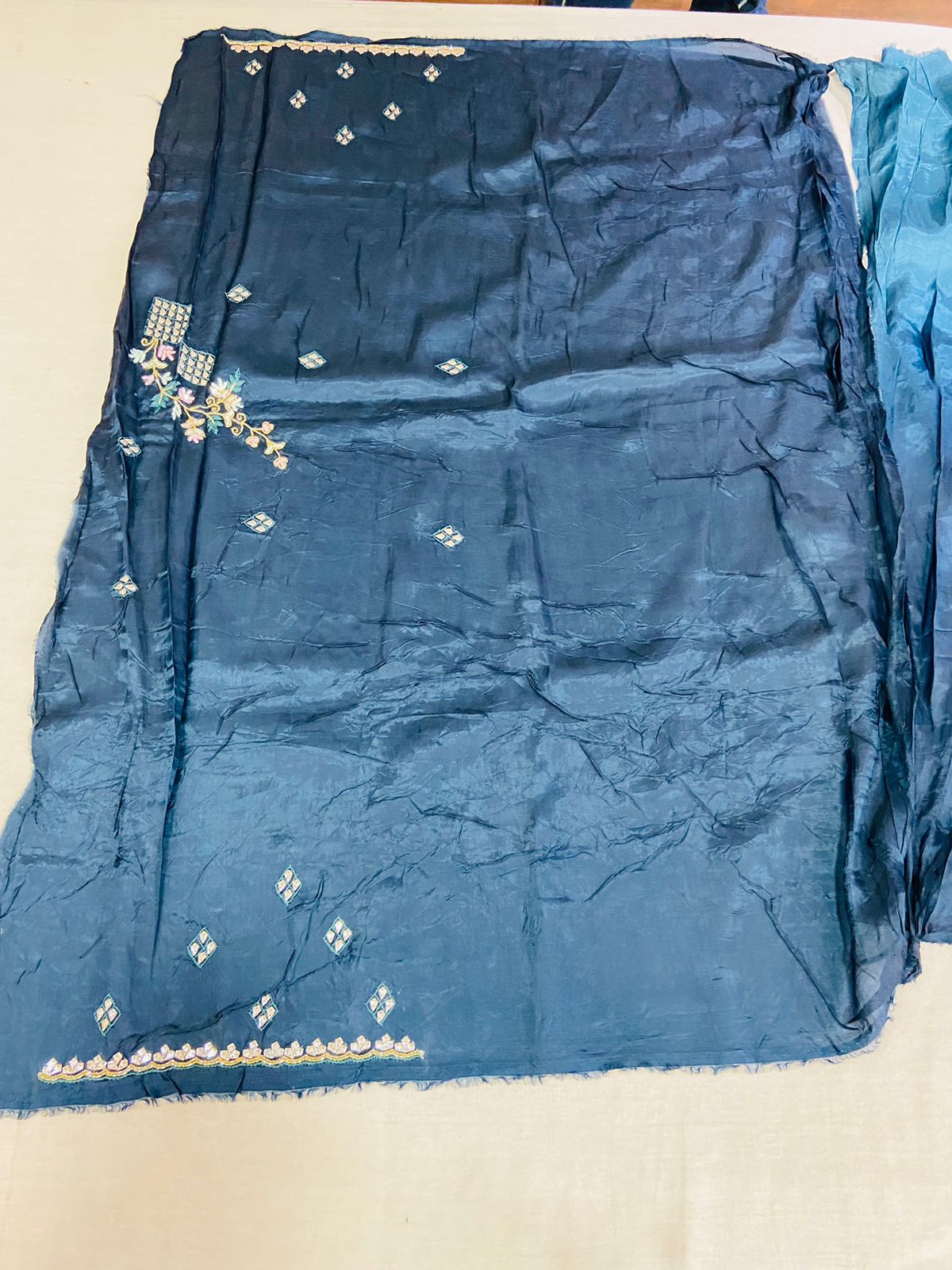 Dark Blue Silk Designer Saree