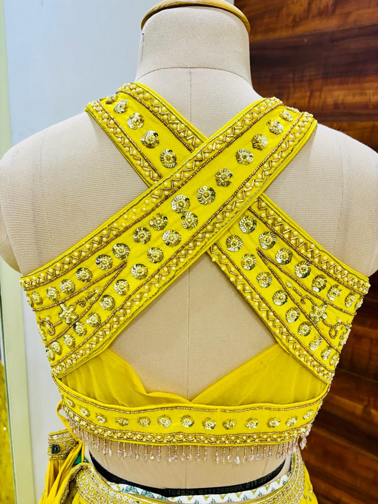 Yellow Embroidered Georgette Lehenga