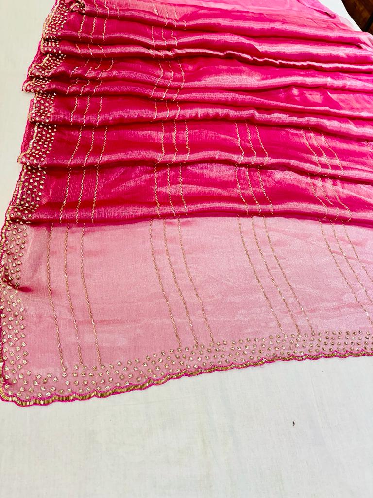 Hot Pink Designer Tissue Designer Saree