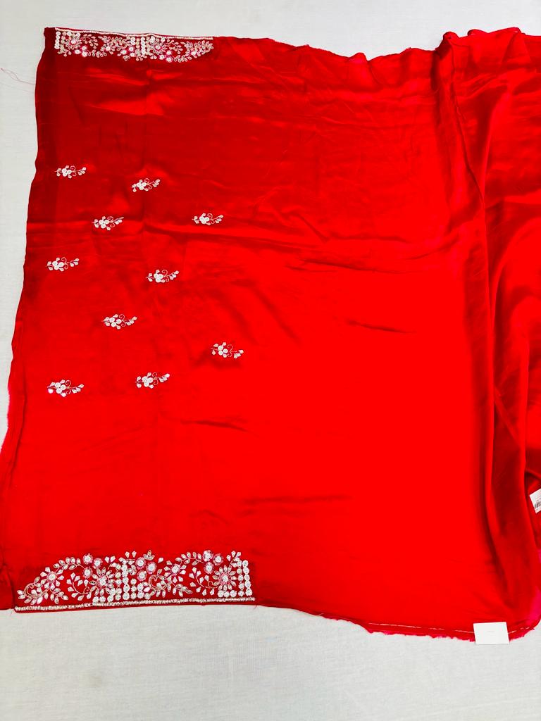 Red Silk Gotta Patti Work Saree