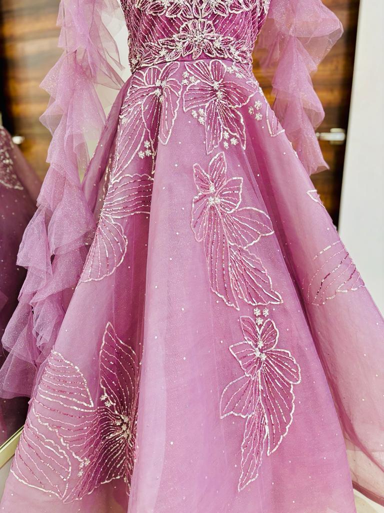 Light Pink Net Ball Gown